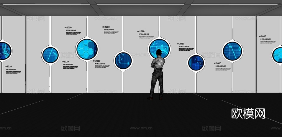 文化墙 企业文化墙 展示墙 VR 展厅 校园文化 教室su模型下载(渲染图2)