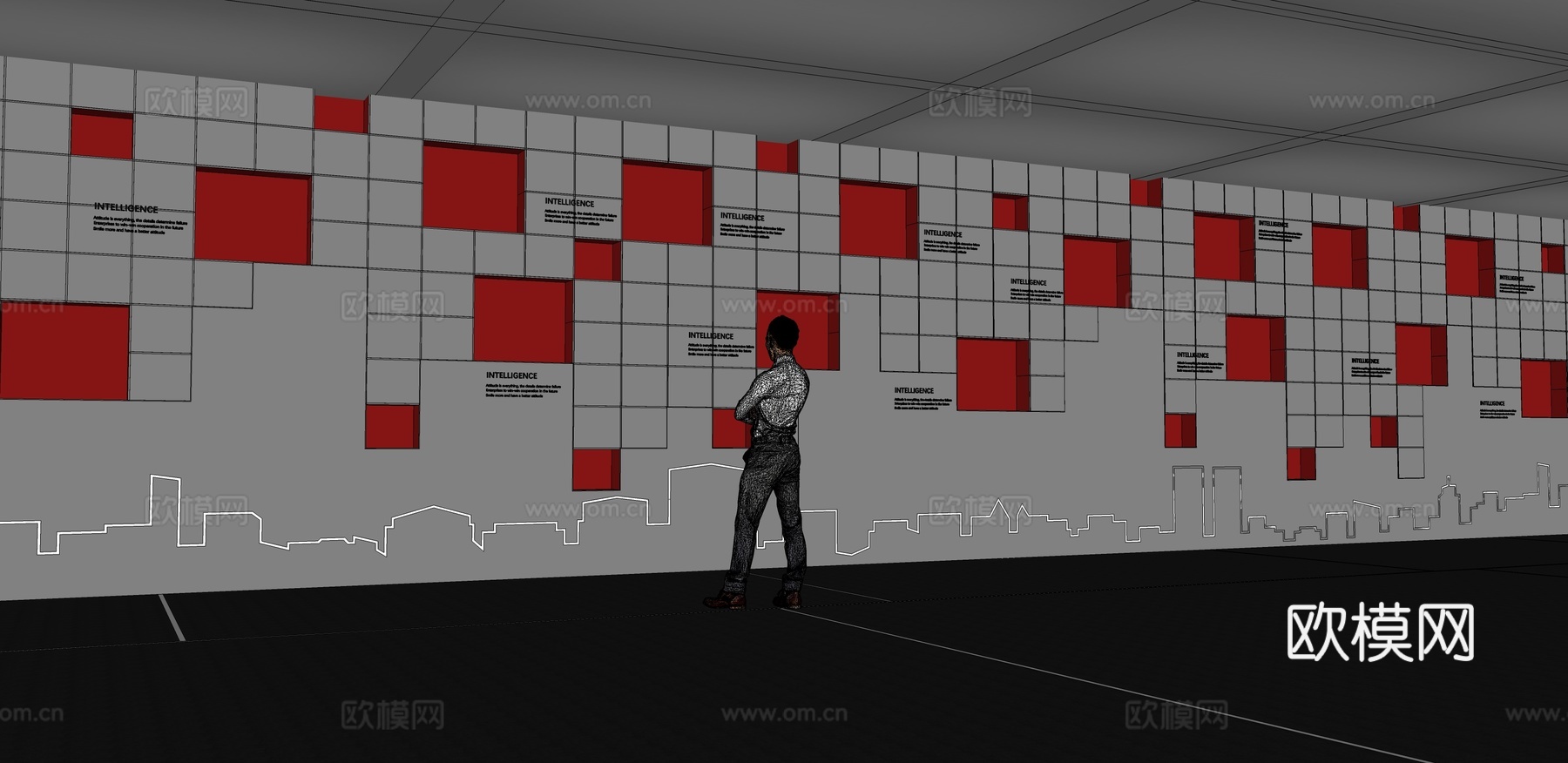 文化墙 企业文化墙 展示墙 主题墙 展厅 校园文化 教室su模型下载（渲染图2）