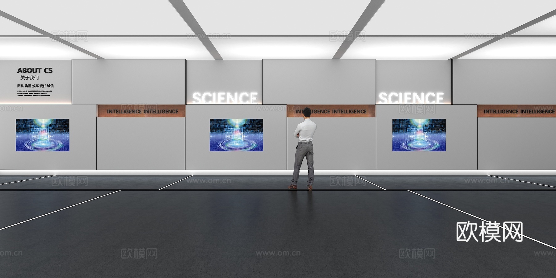 文化墙 企业文化墙 展示墙 VR 展厅 校园文化 教室su模型下载（渲染图1）