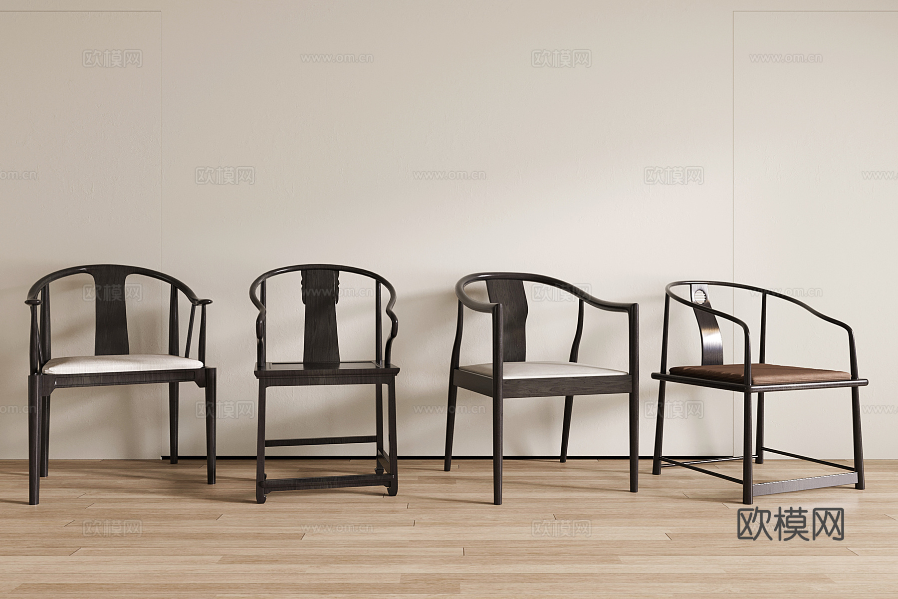 新中式实木太师椅 单椅 餐椅 休闲椅3d模型