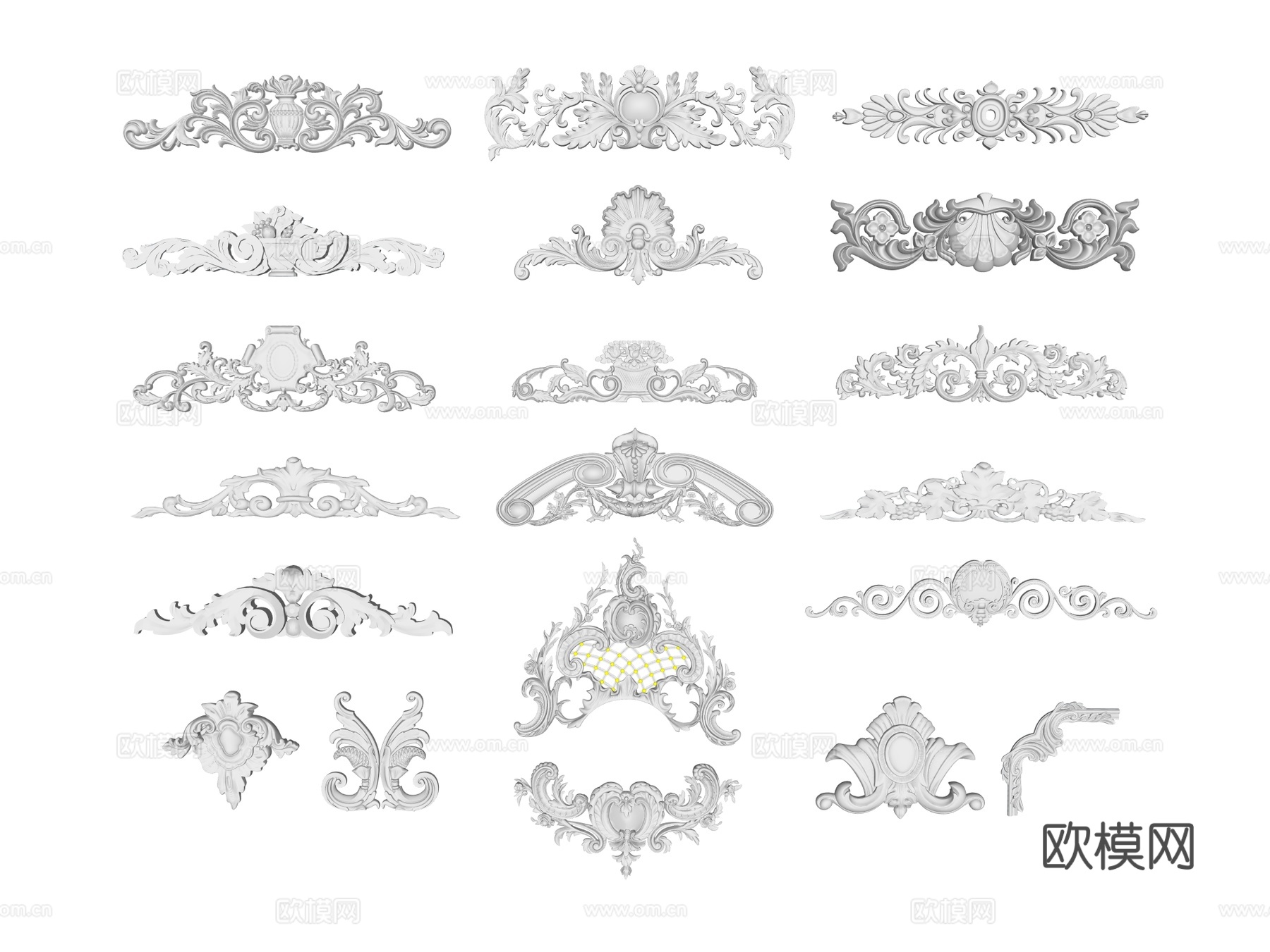 装饰构件 浮雕 雕花 pu装饰构件su模型下载（渲染图2）