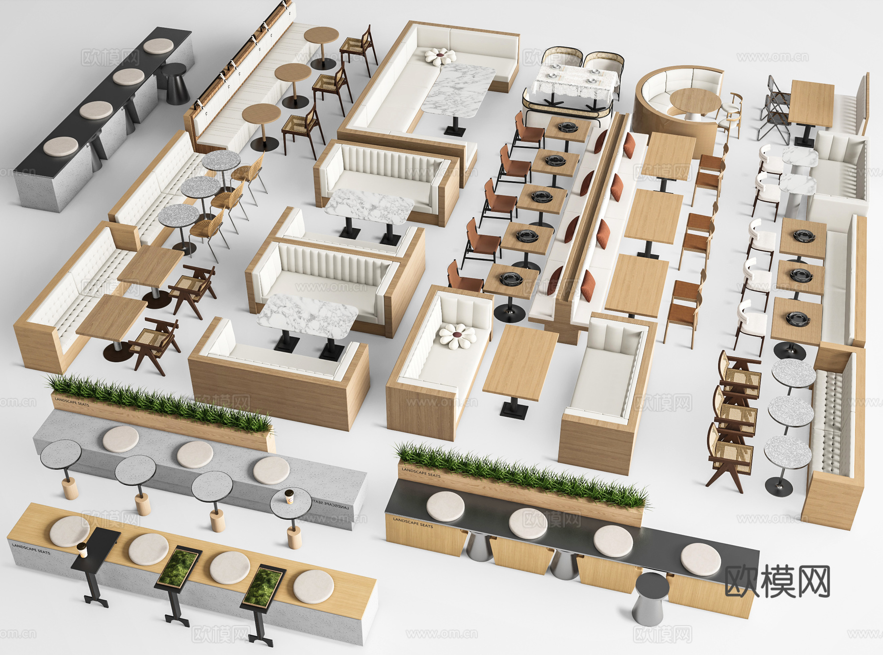 现代卡座沙发 餐厅卡座沙发 休闲沙发 弧形卡座沙发 餐桌椅3d模型