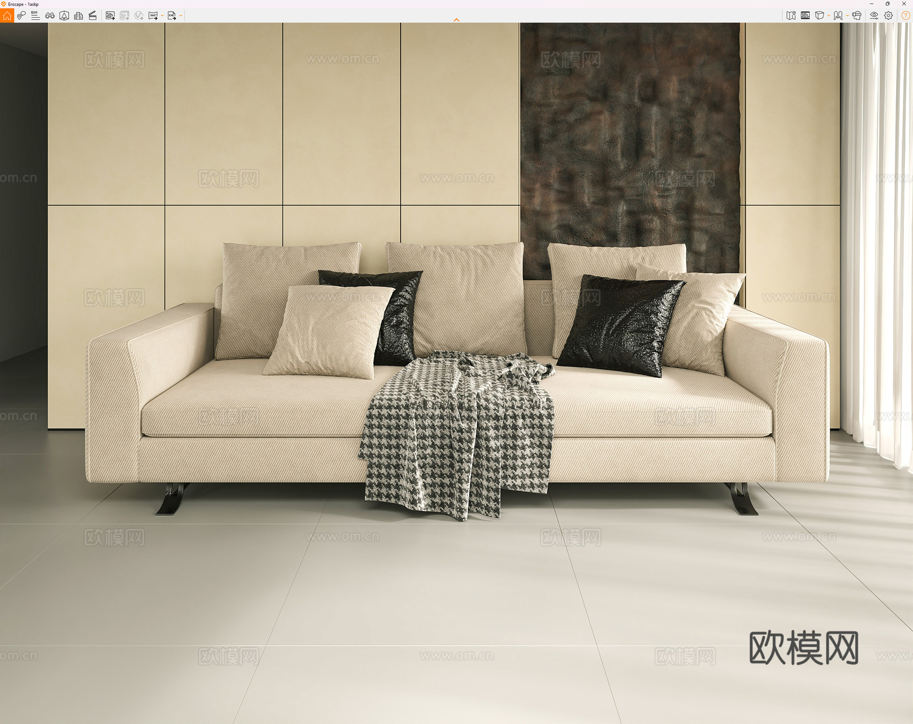 现代双人沙发 Minotti poliform沙发su模型