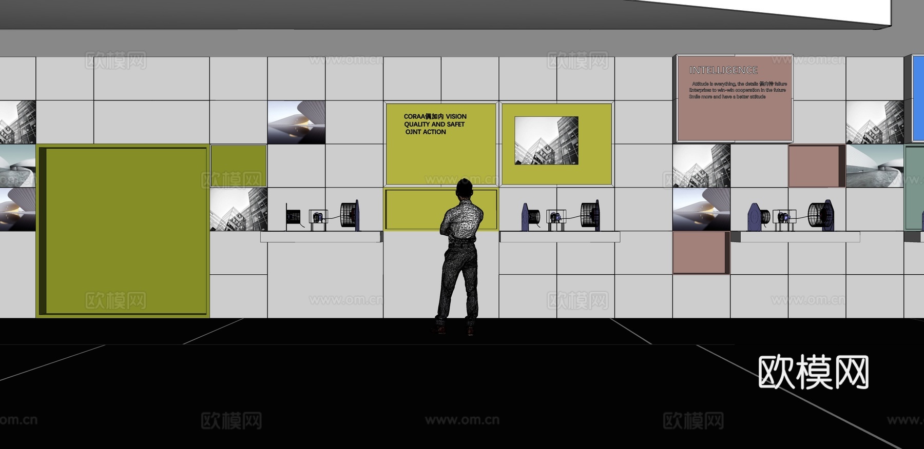 文化墙 企业文化墙 展示墙  展厅 校园文化 走廊  教室su模型下载（渲染图2）