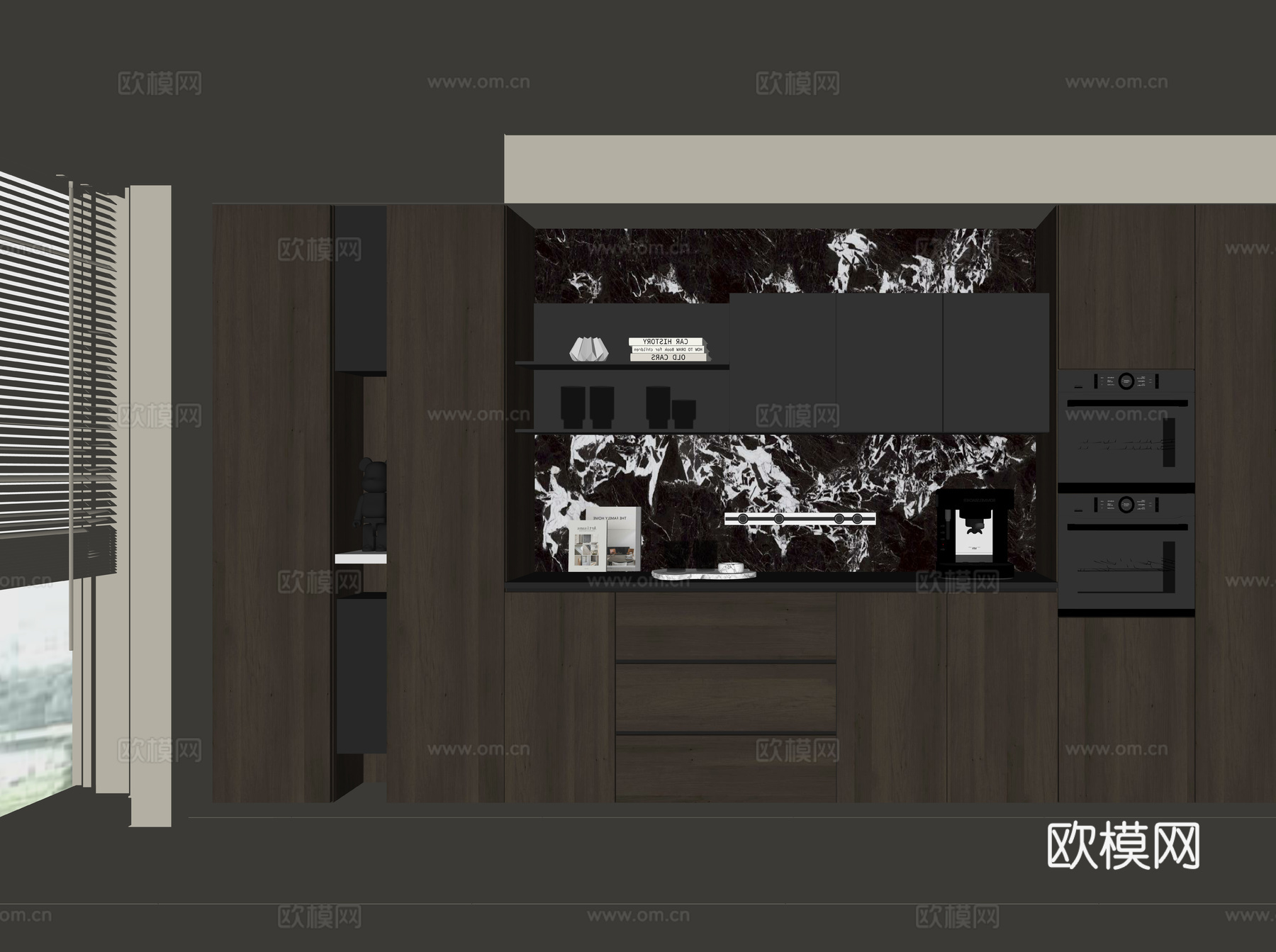 现代酒柜餐边柜su模型下载（渲染图2）