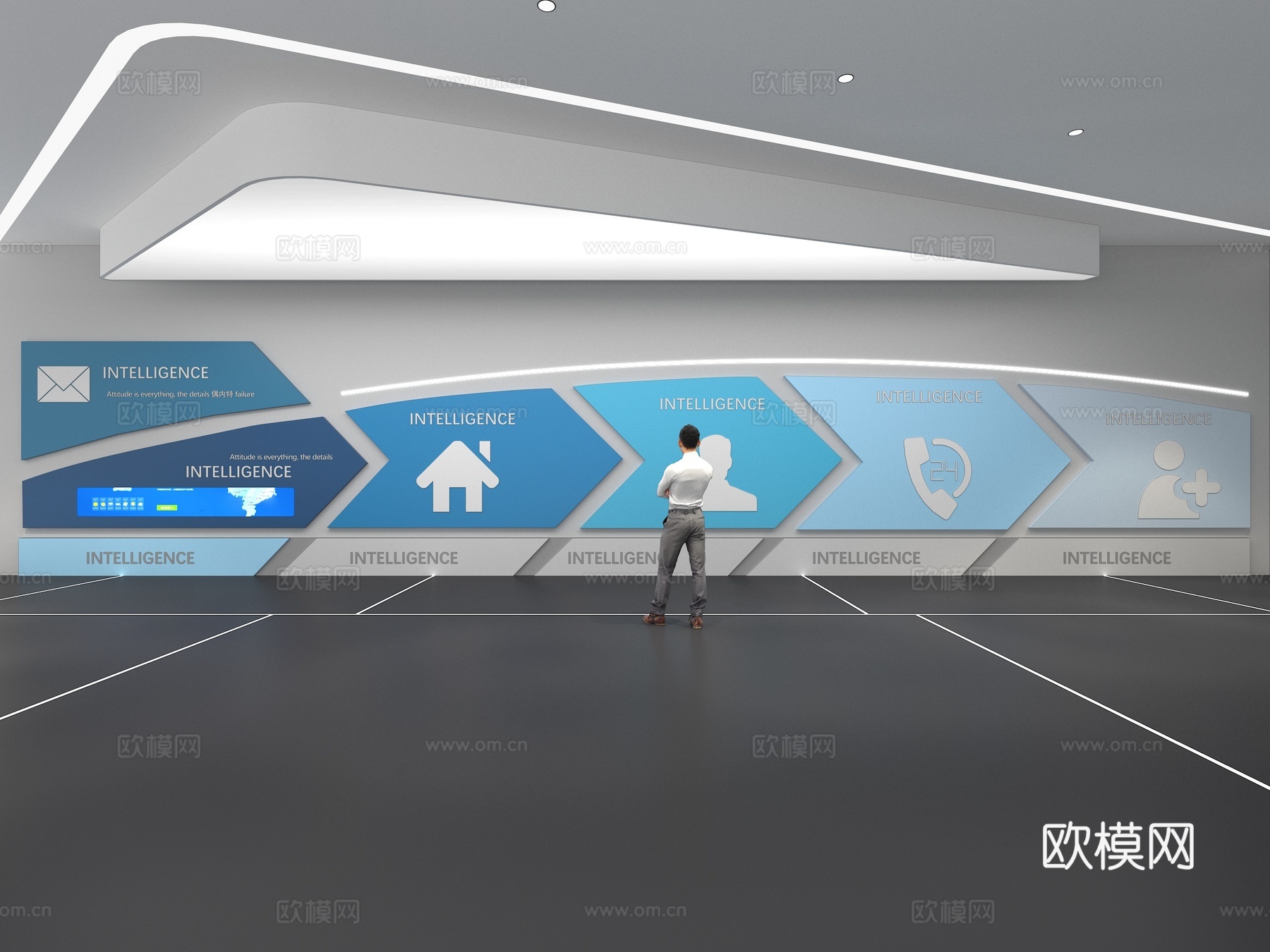 文化墙 企业文化墙 展示墙  展厅 校园文化 走廊  教室su模型下载（渲染图1）