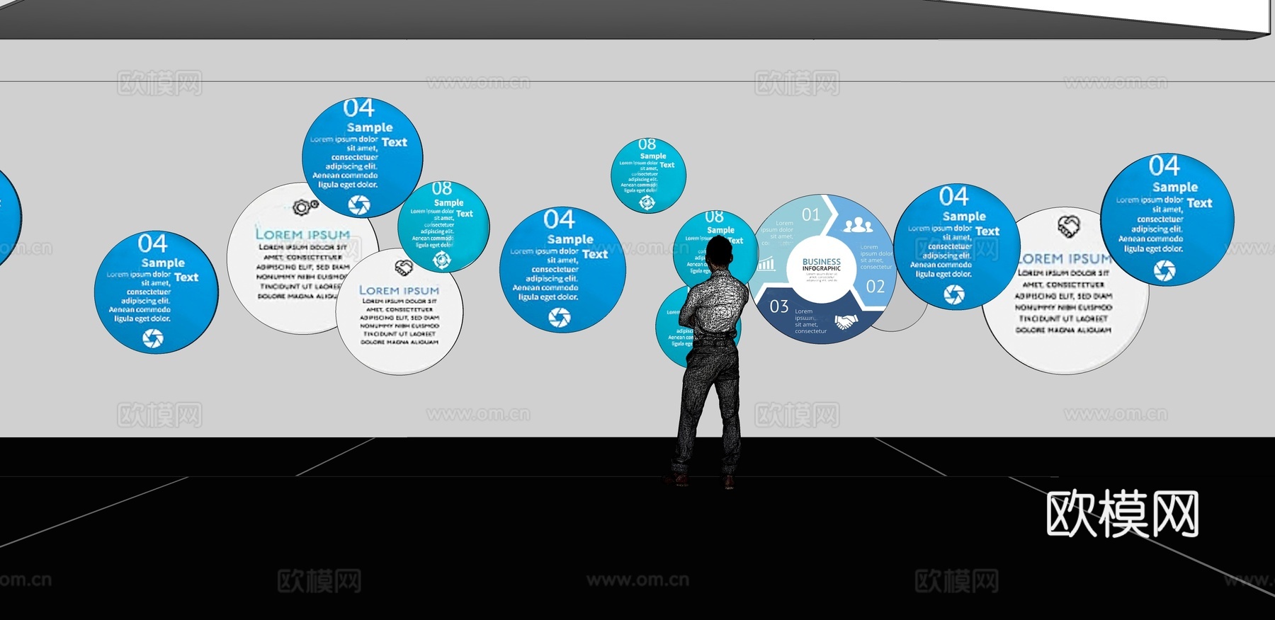 文化墙 企业文化墙 展示墙  展厅 校园文化 走廊  教室su模型下载（渲染图2）