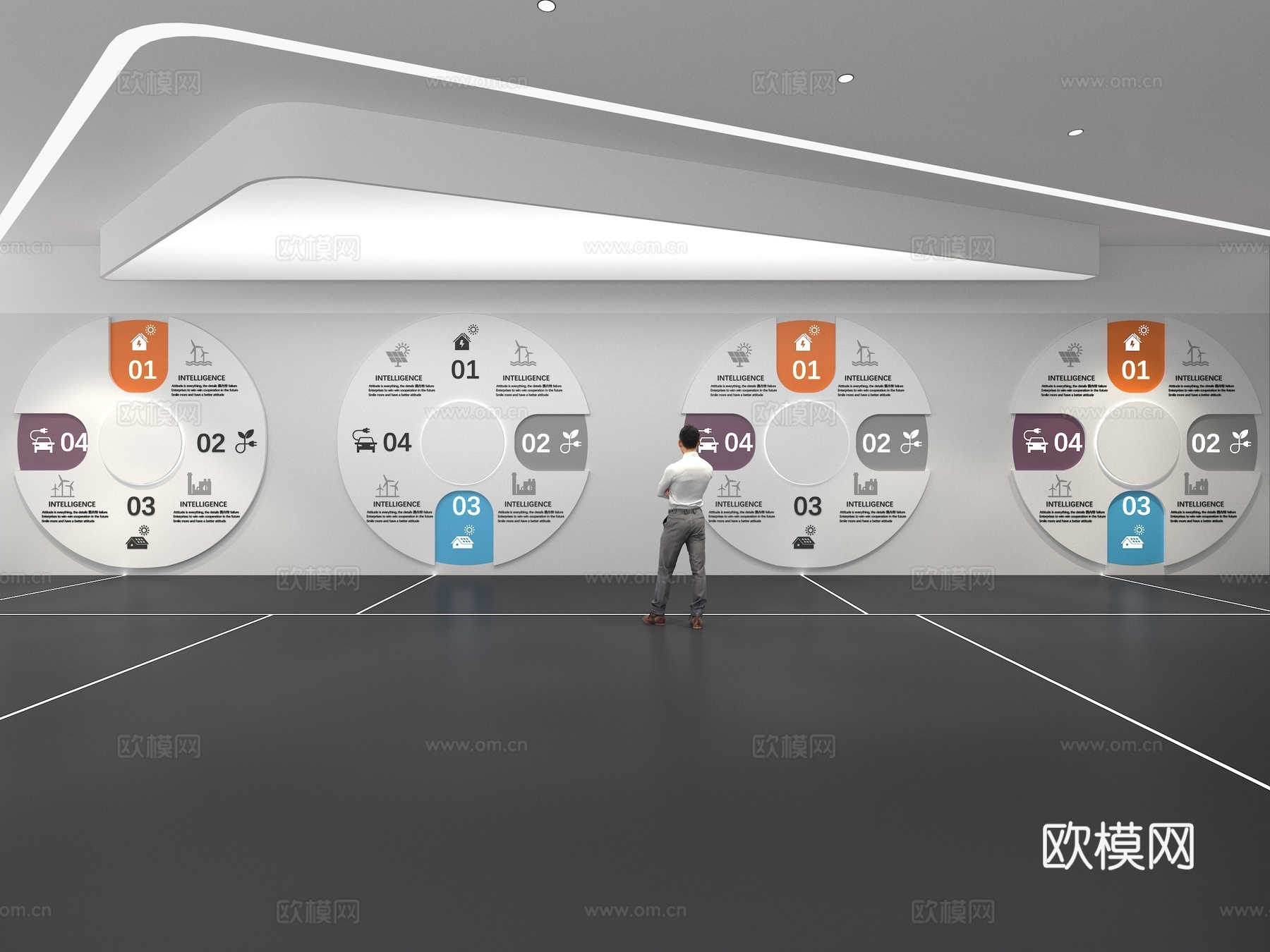 文化墙 企业文化墙 展示墙  展厅 校园文化 走廊  教室su模型下载（渲染图1）