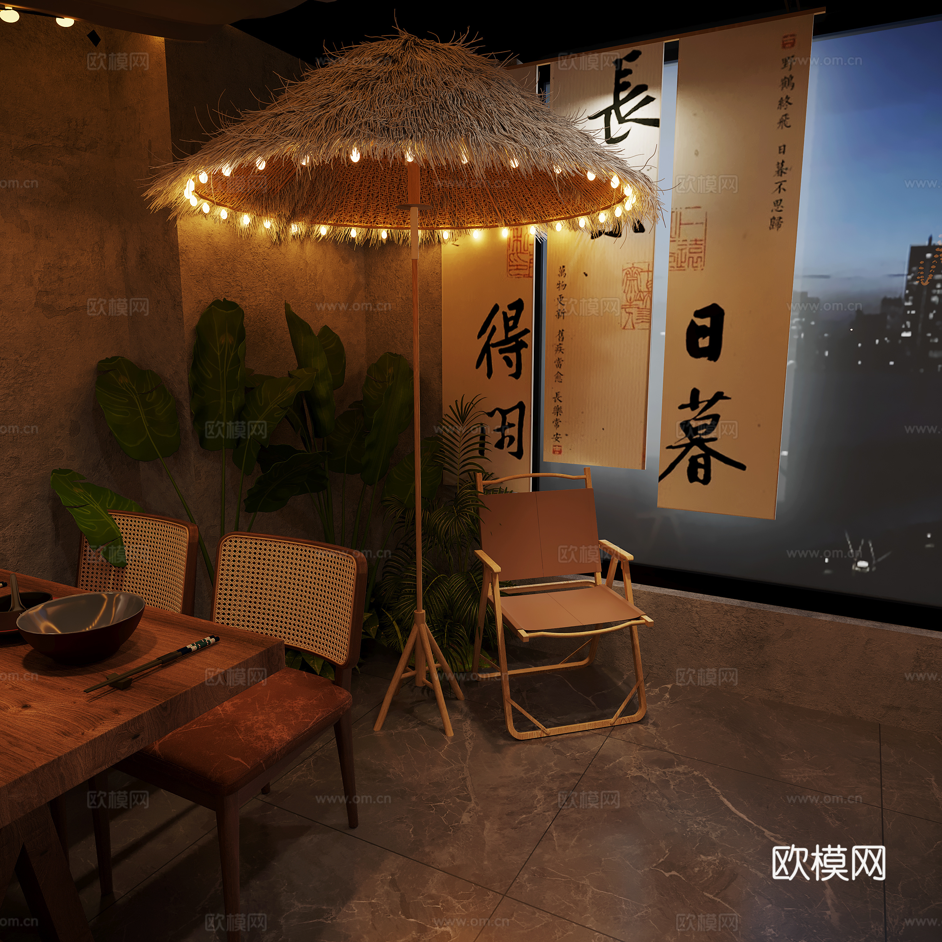 侘寂风餐厅 网红打卡3d模型