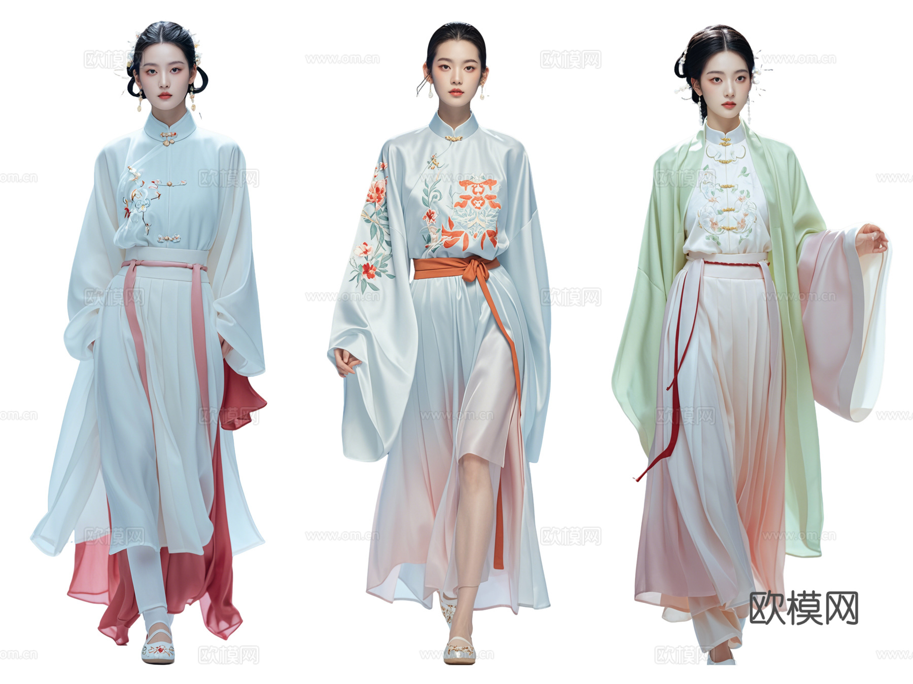 PS免抠古装人物 古装美女 古典美人 汉服走秀 汉服模特