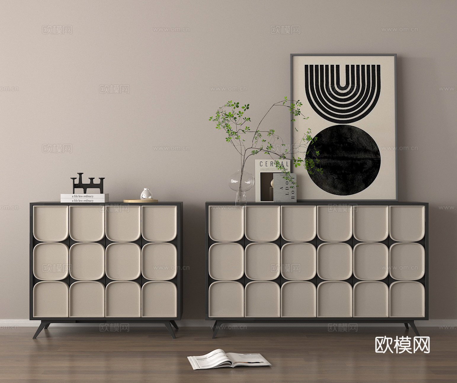 鞋柜 花瓶花艺 摆件 装饰画 玄关柜3d模型