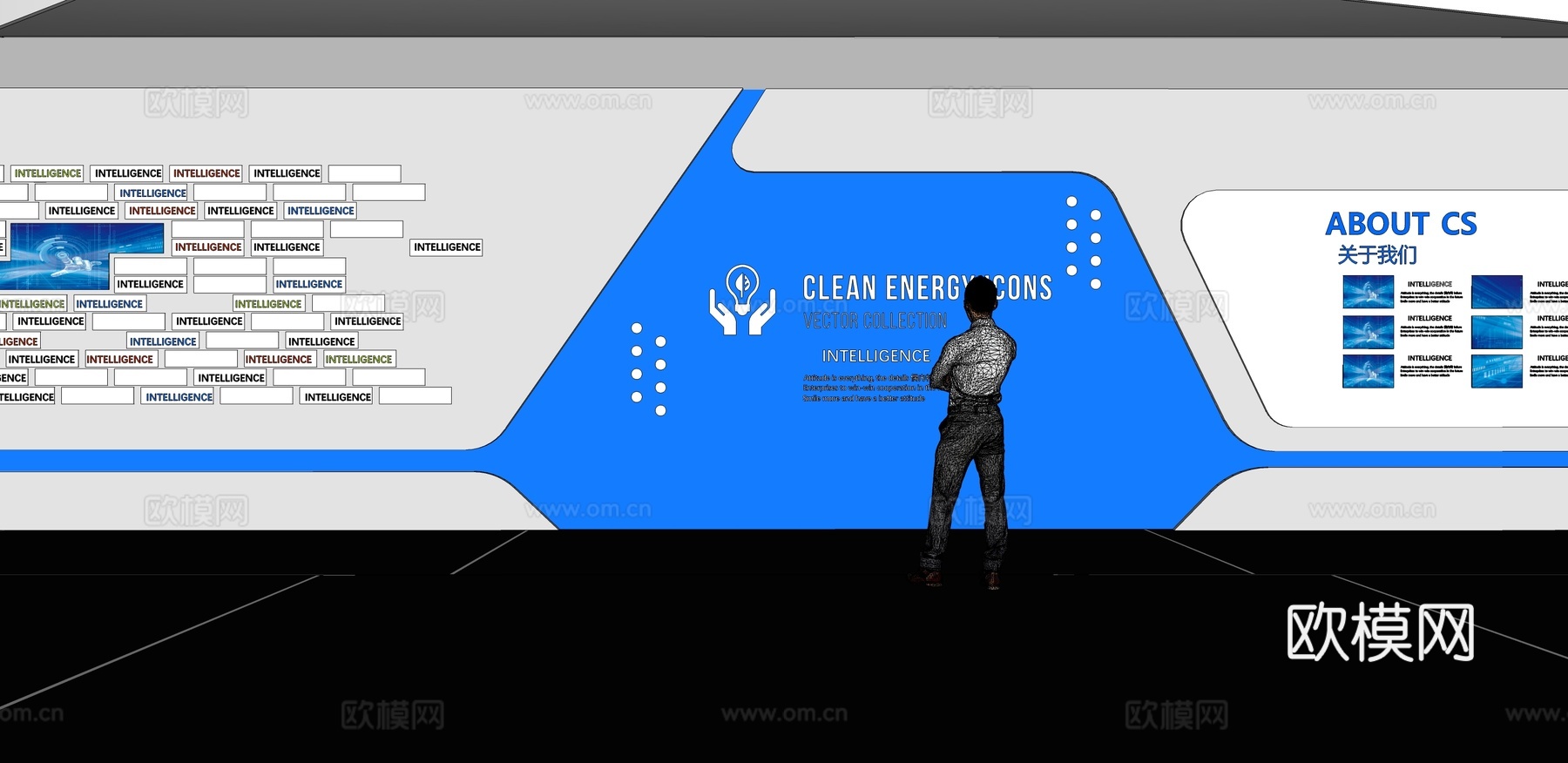 文化墙 企业文化墙 展示墙  展厅 校园文化 走廊  教室su模型下载（渲染图2）