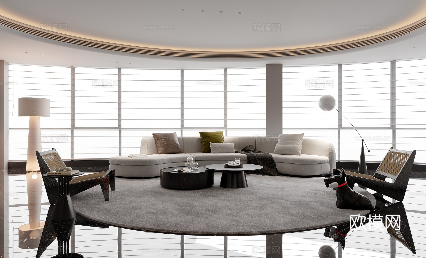 现代套房客厅 餐厅3d模型