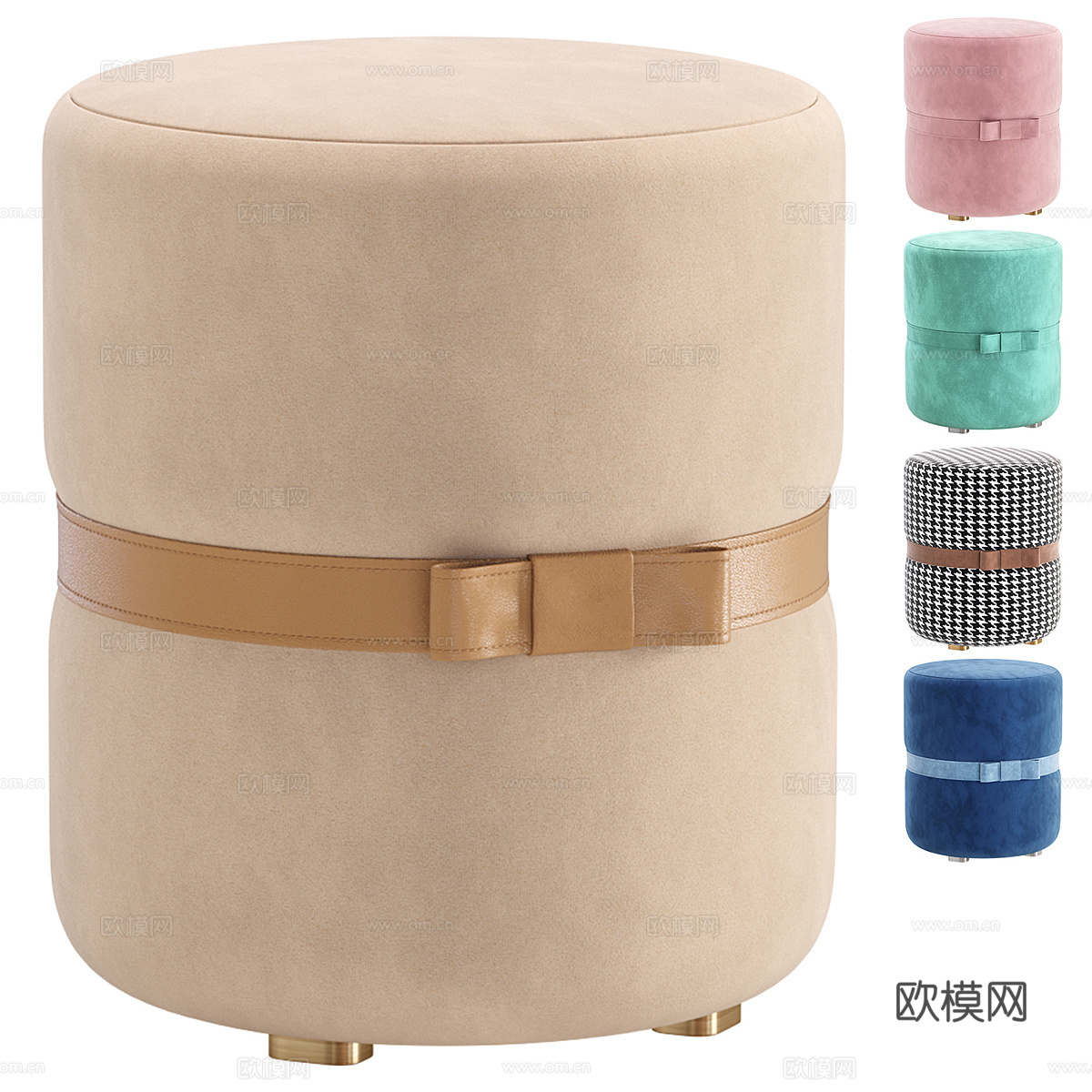 现代意式 Pouf Coco 布艺圆凳3d模型