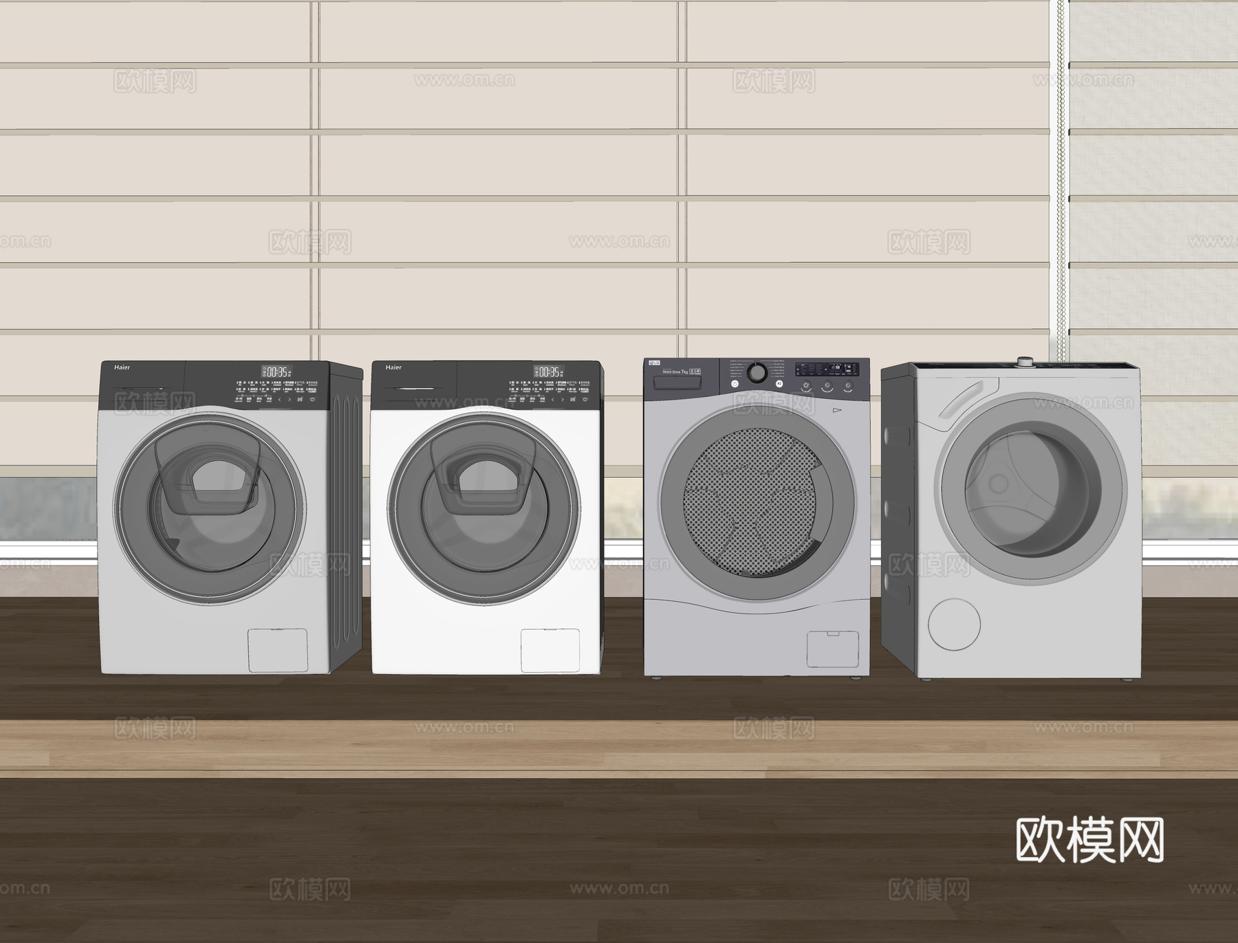 滚筒洗衣机 洗烘一体机su模型