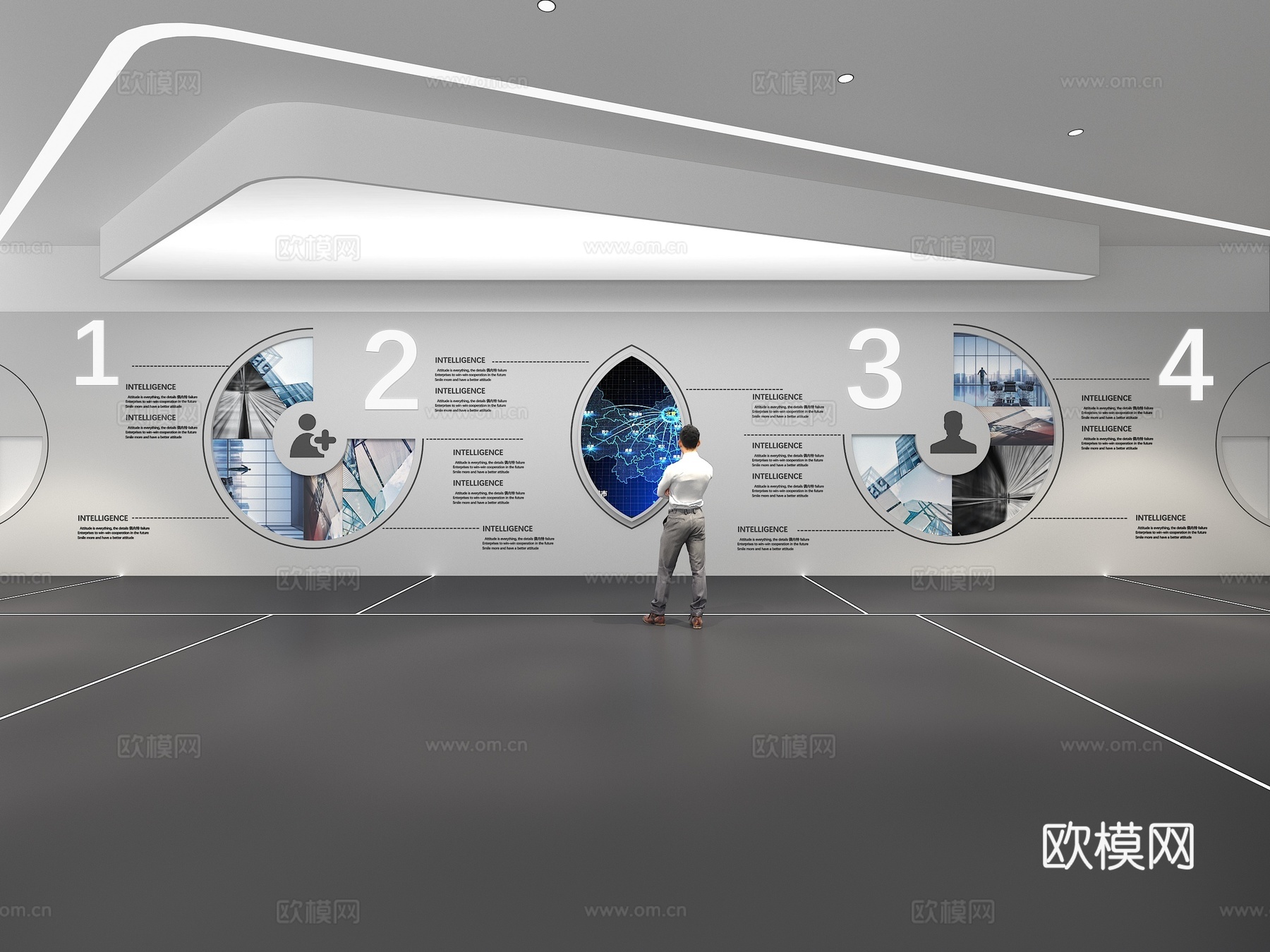 文化墙 企业文化墙 展示墙  展厅 校园文化 走廊  教室su模型下载（渲染图1）