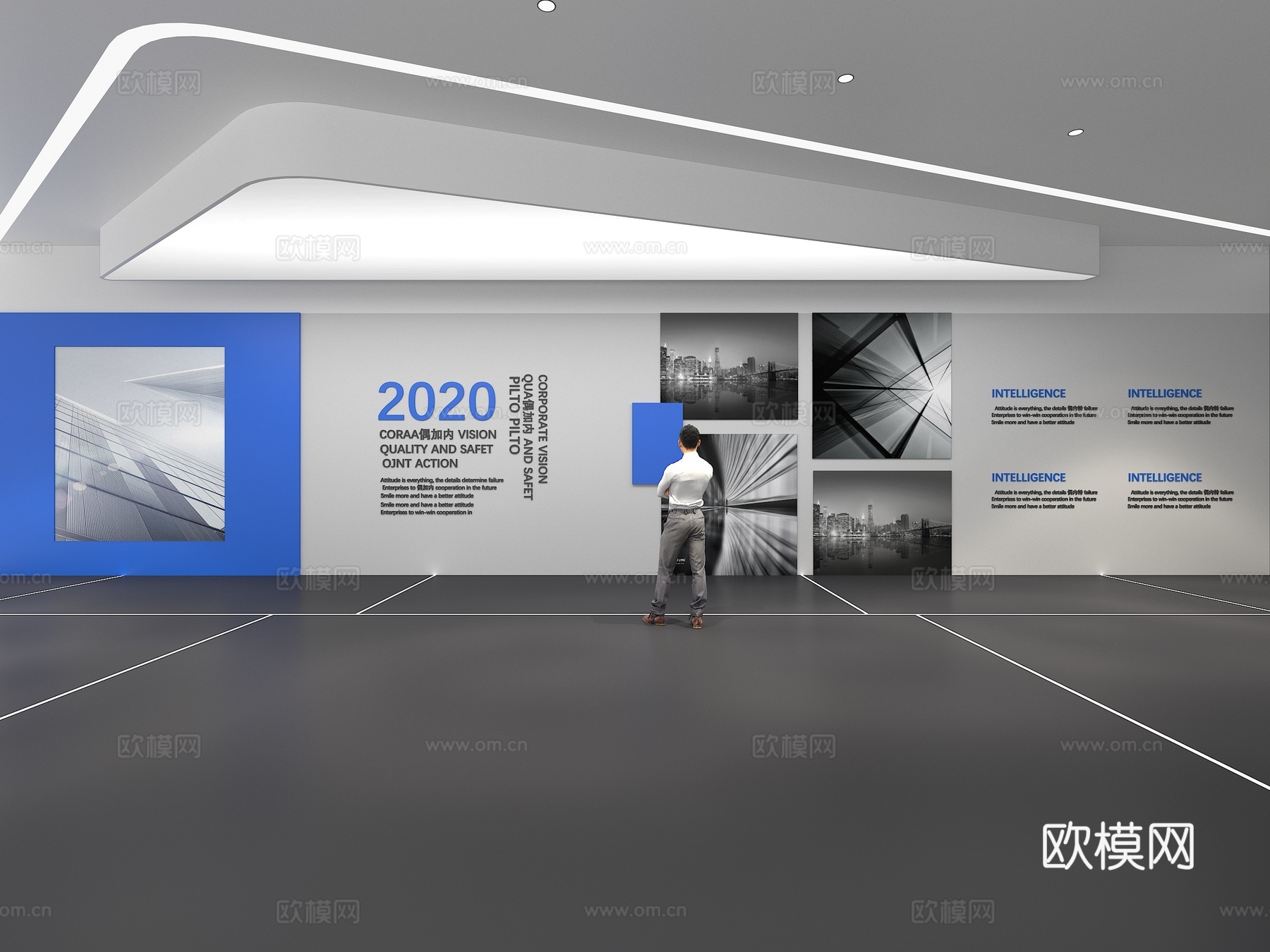 文化墙 企业文化墙 展示墙  展厅 校园文化 走廊  教室su模型下载（渲染图1）