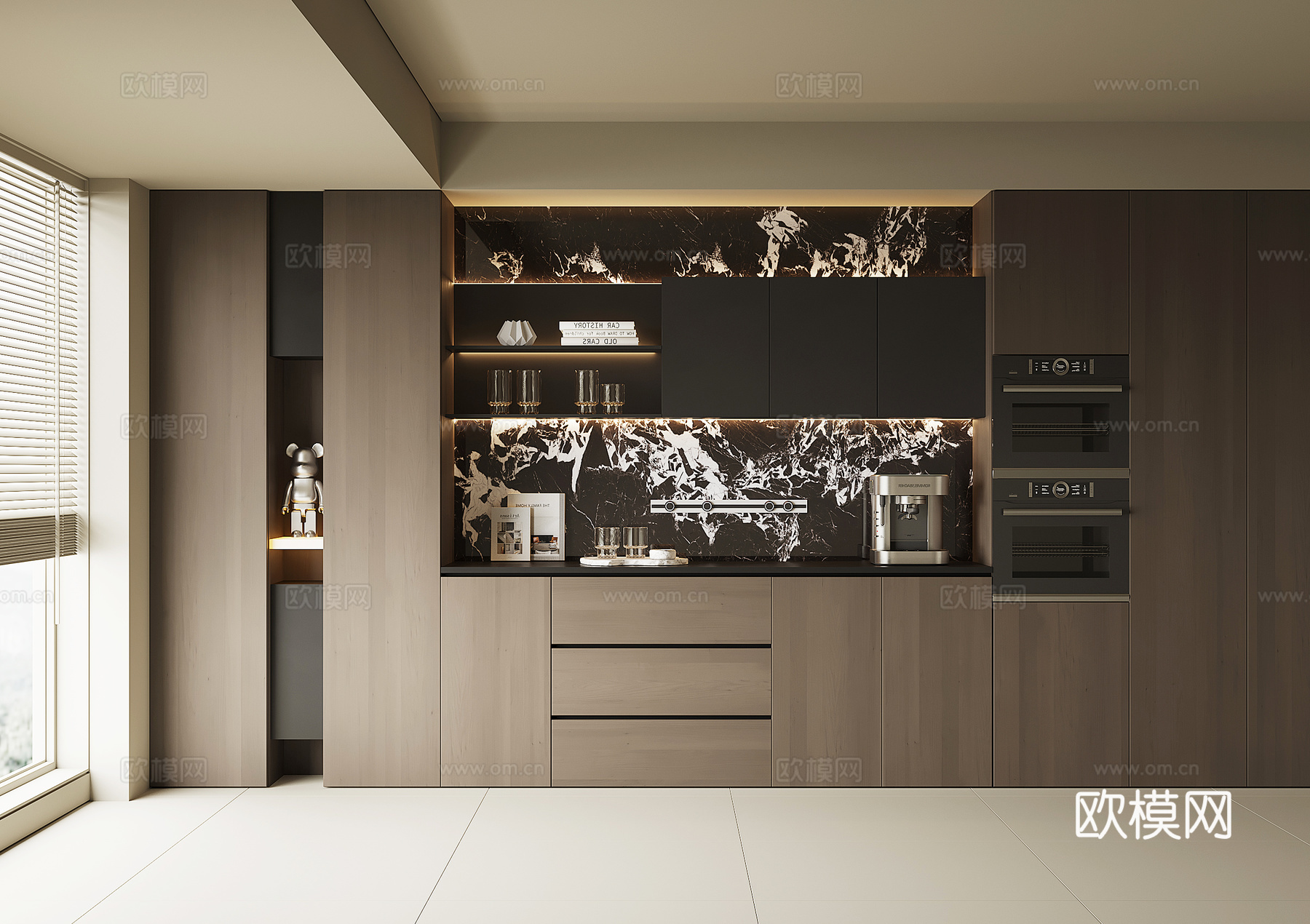 现代酒柜餐边柜su模型下载（渲染图1）