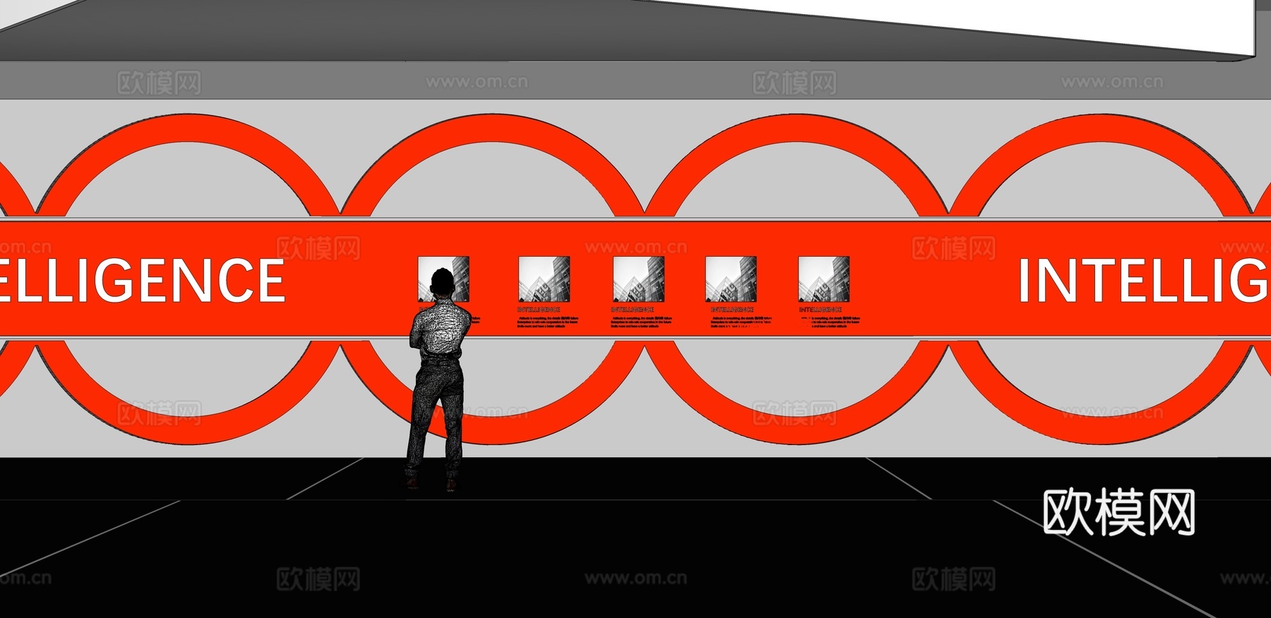 文化墙 企业文化墙 展示墙  展厅 校园文化 走廊  教室su模型下载（渲染图2）
