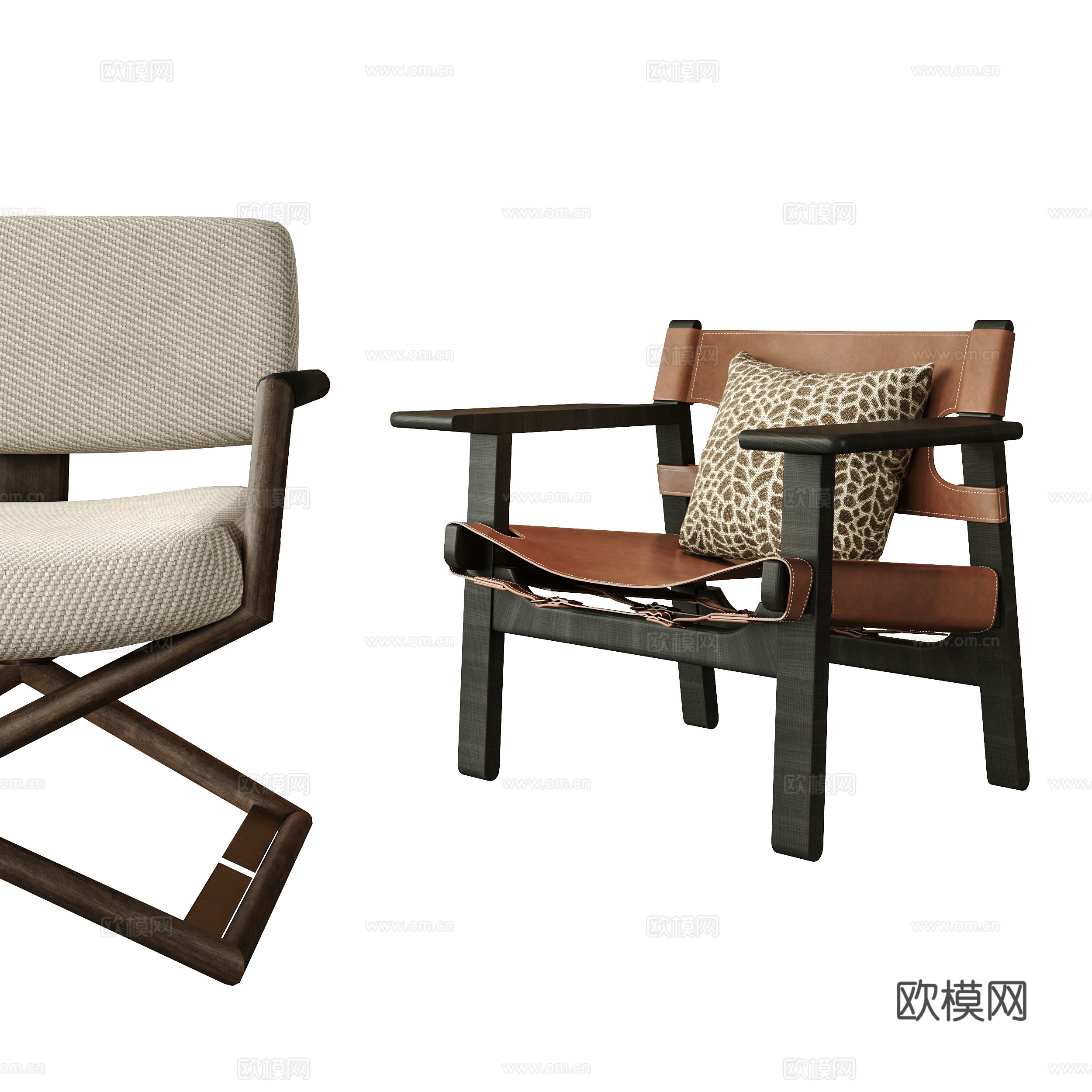 现代休闲椅 Cassina 侘寂 亚克力 布艺 沙发椅3d模型