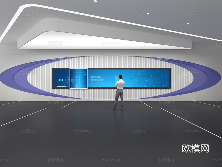 文化墙 企业文化 展示墙 展厅 校园文化 滑轨屏 教室su模型下载(渲染图1)