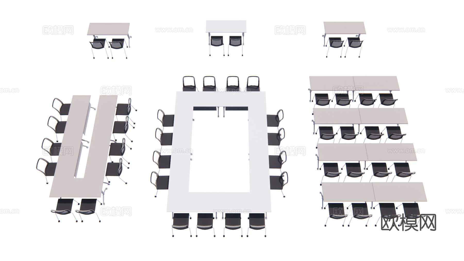 现代办公会议桌椅 培训桌3d模型