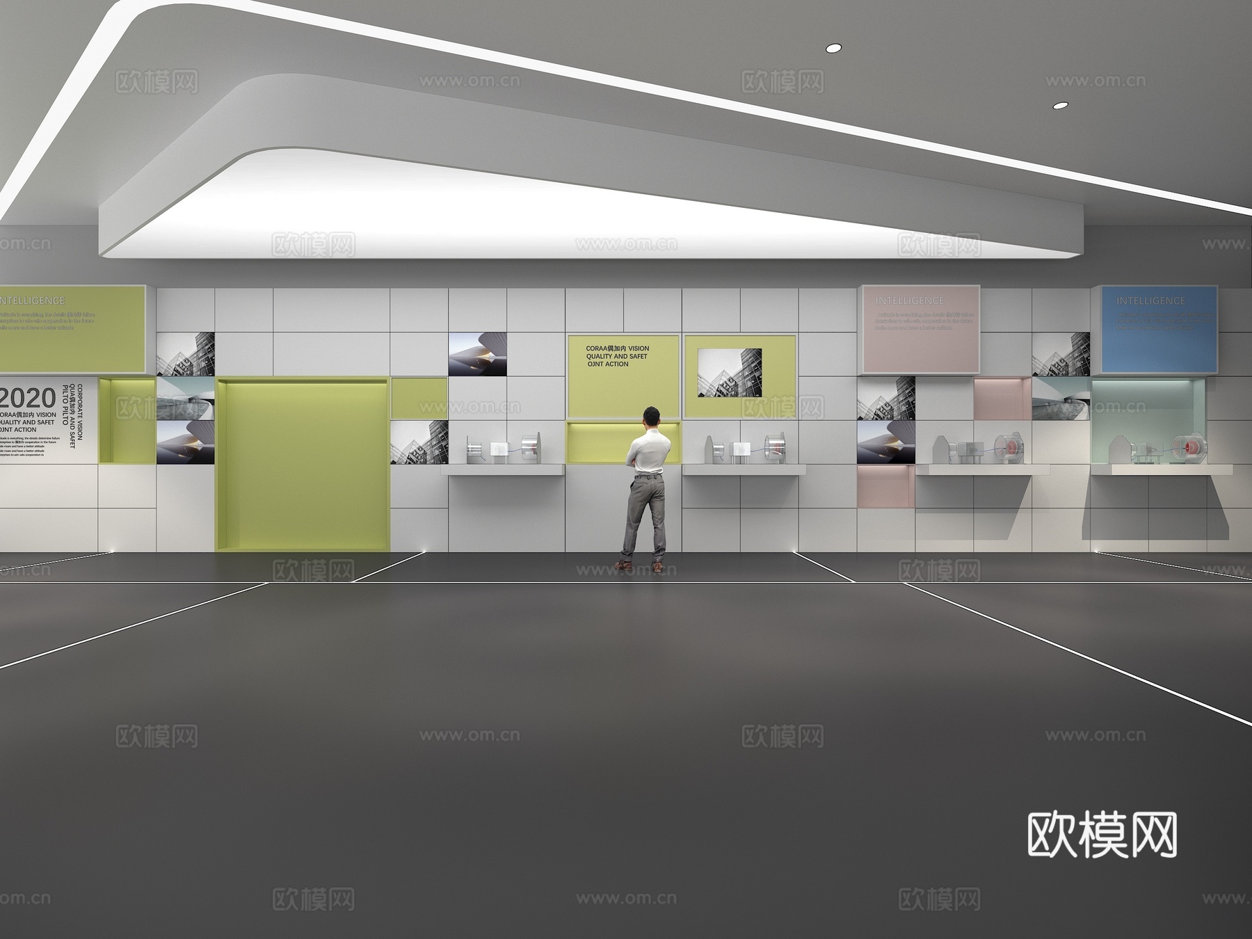 文化墙 企业文化墙 展示墙  展厅 校园文化 走廊  教室su模型下载（渲染图1）