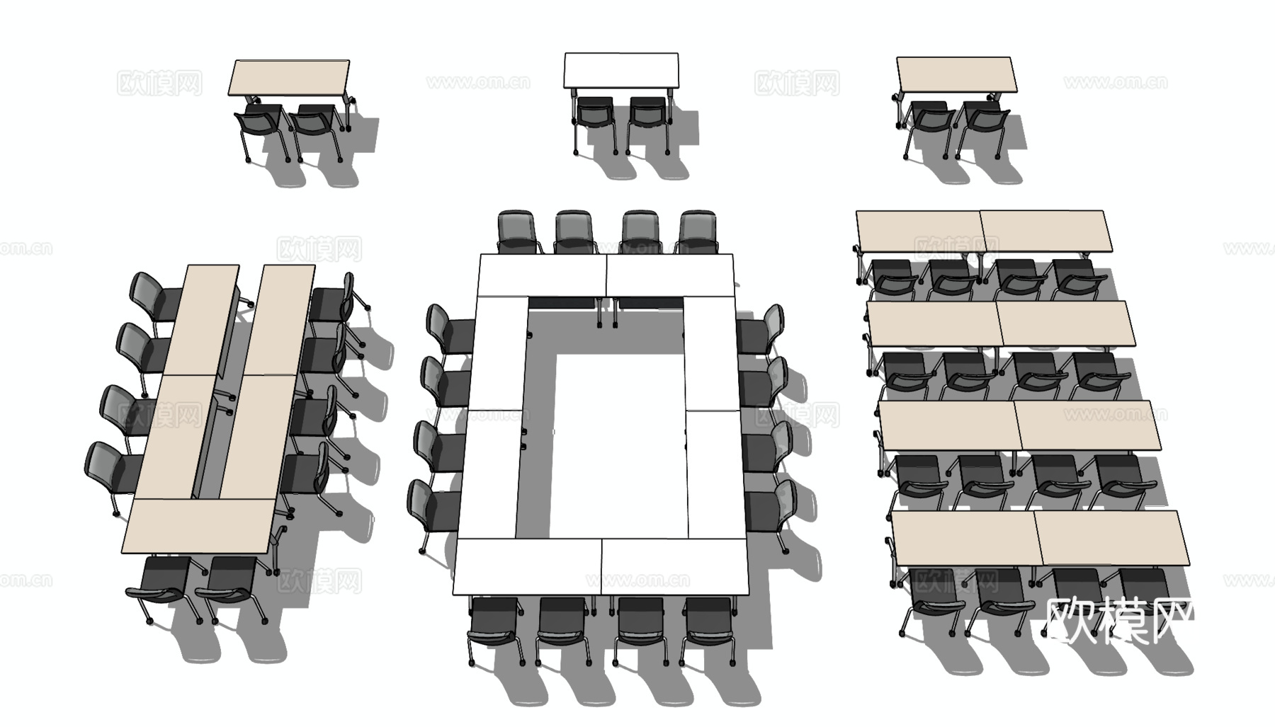 现代办公会议桌椅 培训桌3d模型