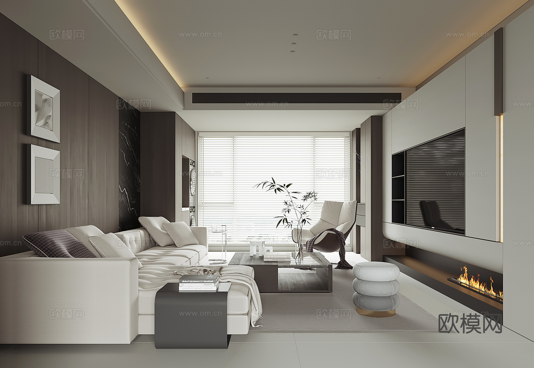 现代意式客厅3d模型