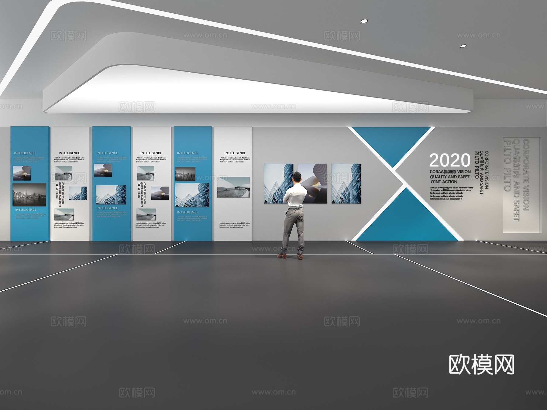 文化墙 企业文化墙 展示墙  展厅 校园文化 走廊  教室su模型下载（渲染图1）