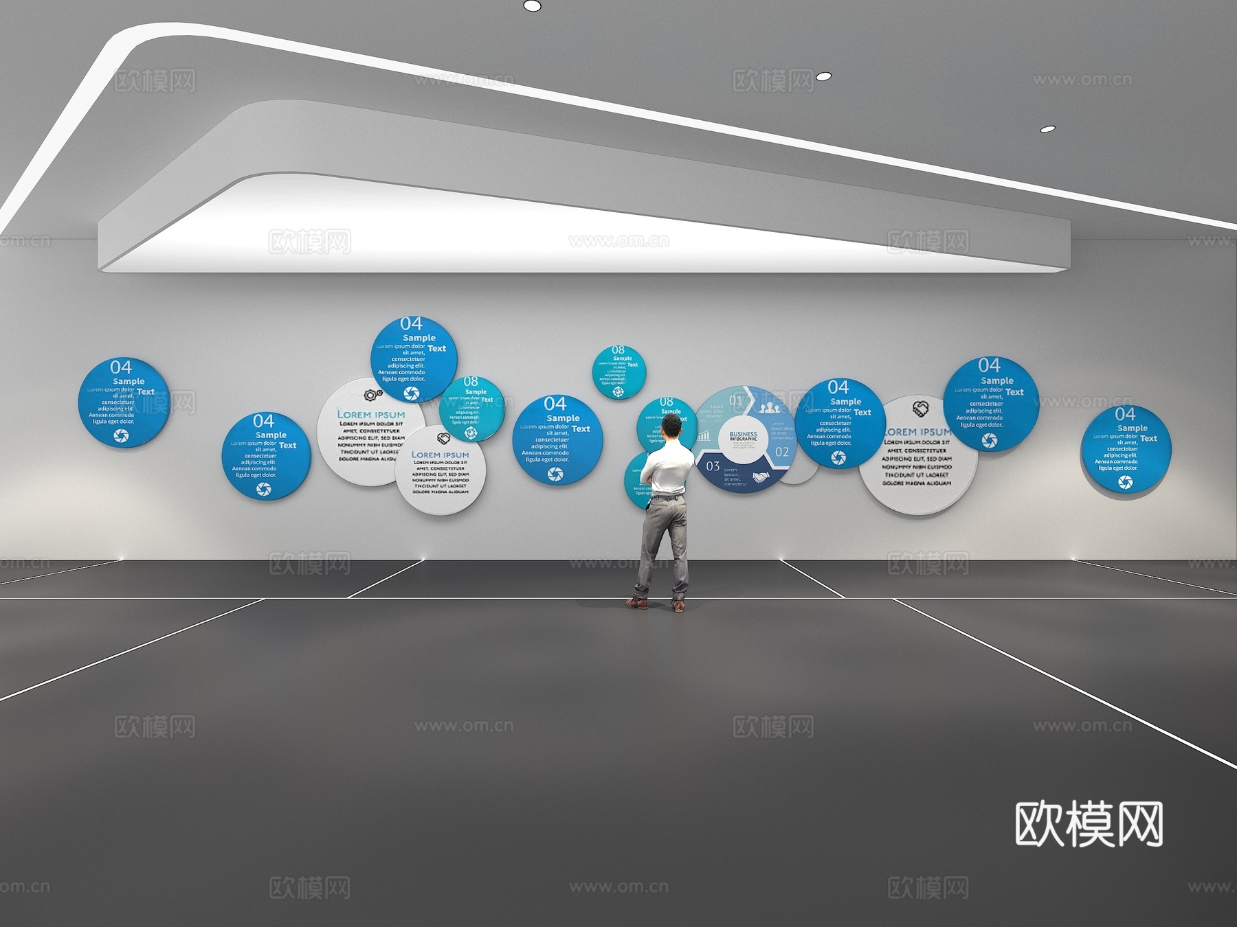 文化墙 企业文化墙 展示墙  展厅 校园文化 走廊  教室su模型下载（渲染图1）