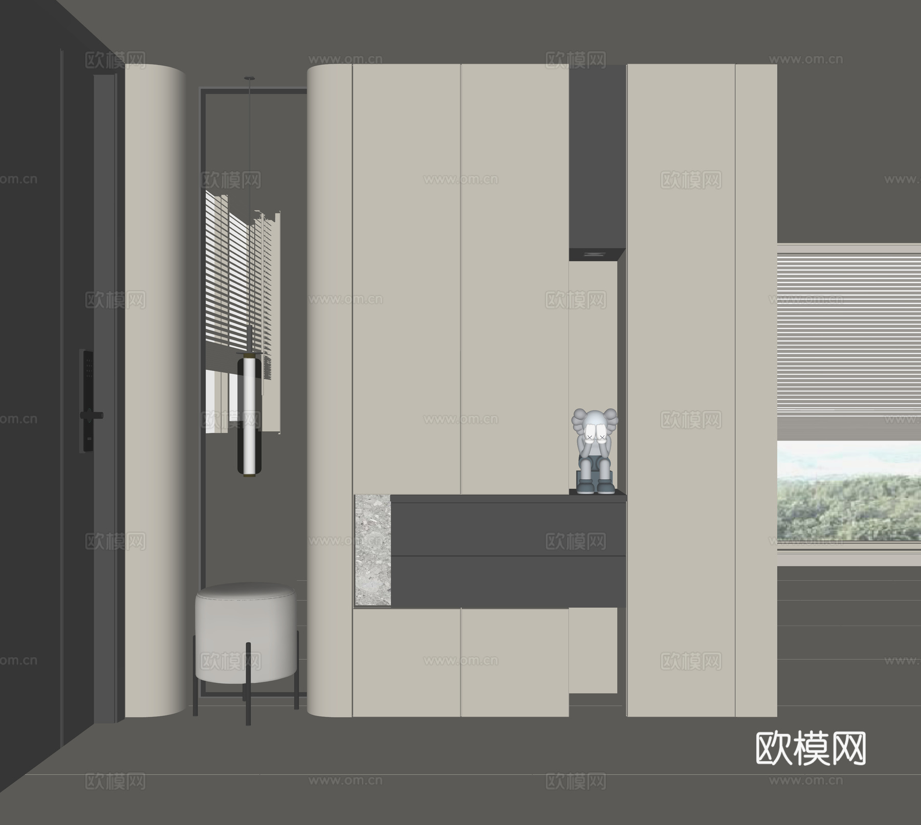现代入户鞋柜su模型