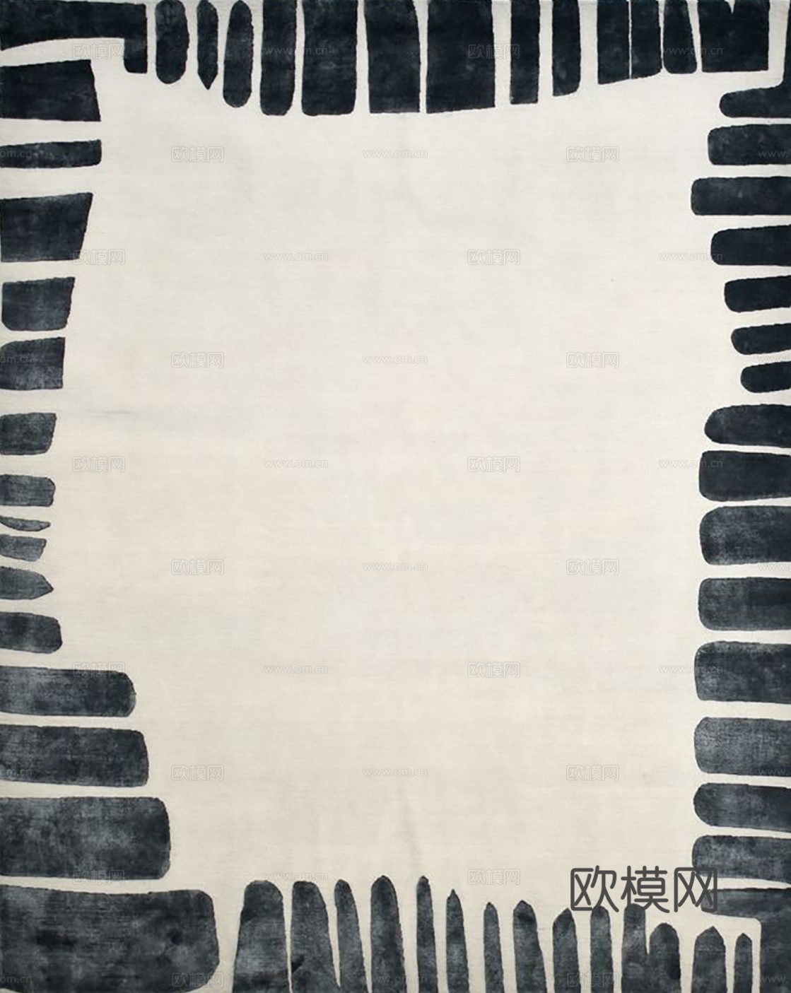 现代毛绒地毯 几何抽象地毯 黑白地毯 地毯