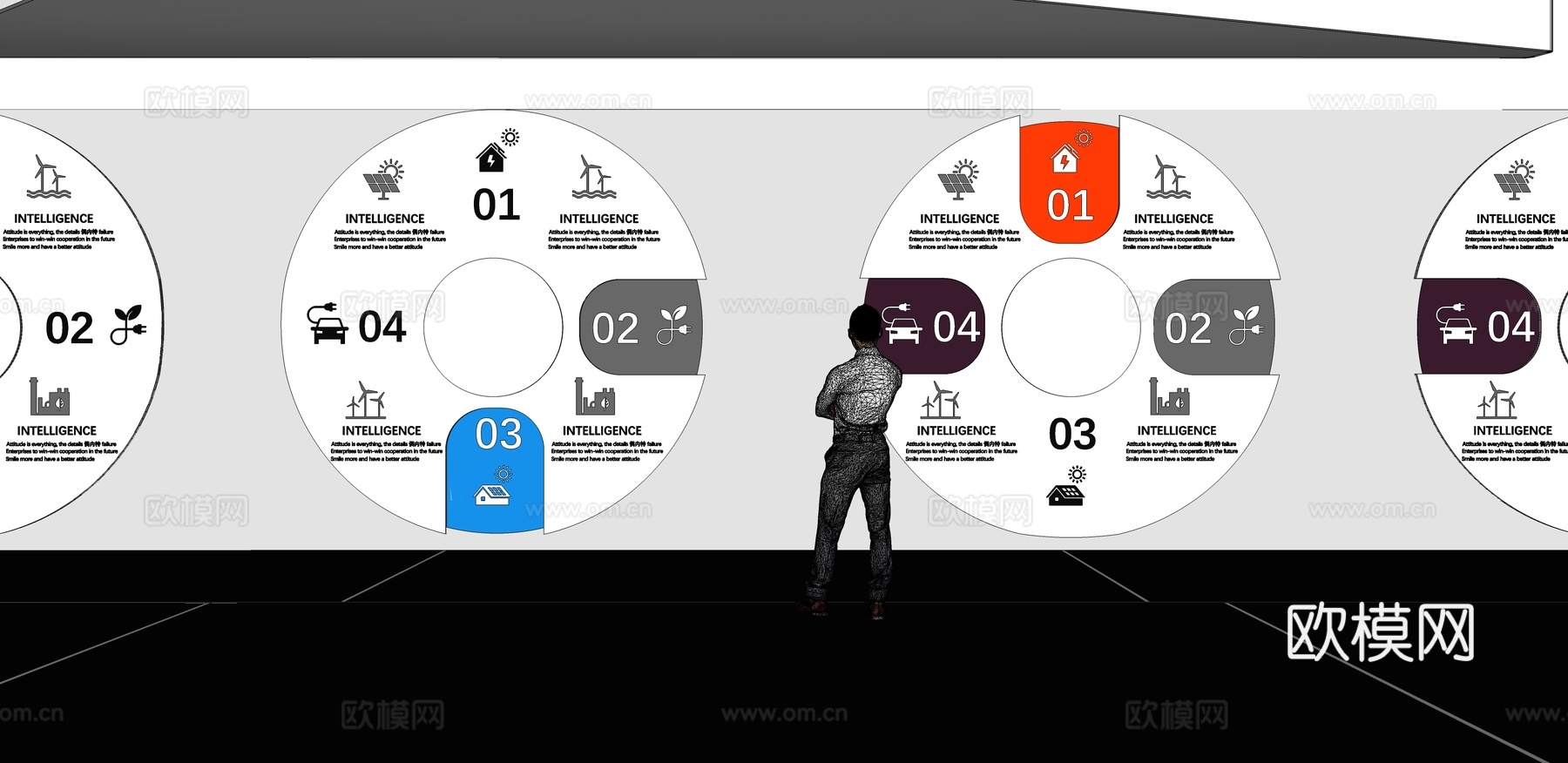 文化墙 企业文化墙 展示墙  展厅 校园文化 走廊  教室su模型下载（渲染图2）