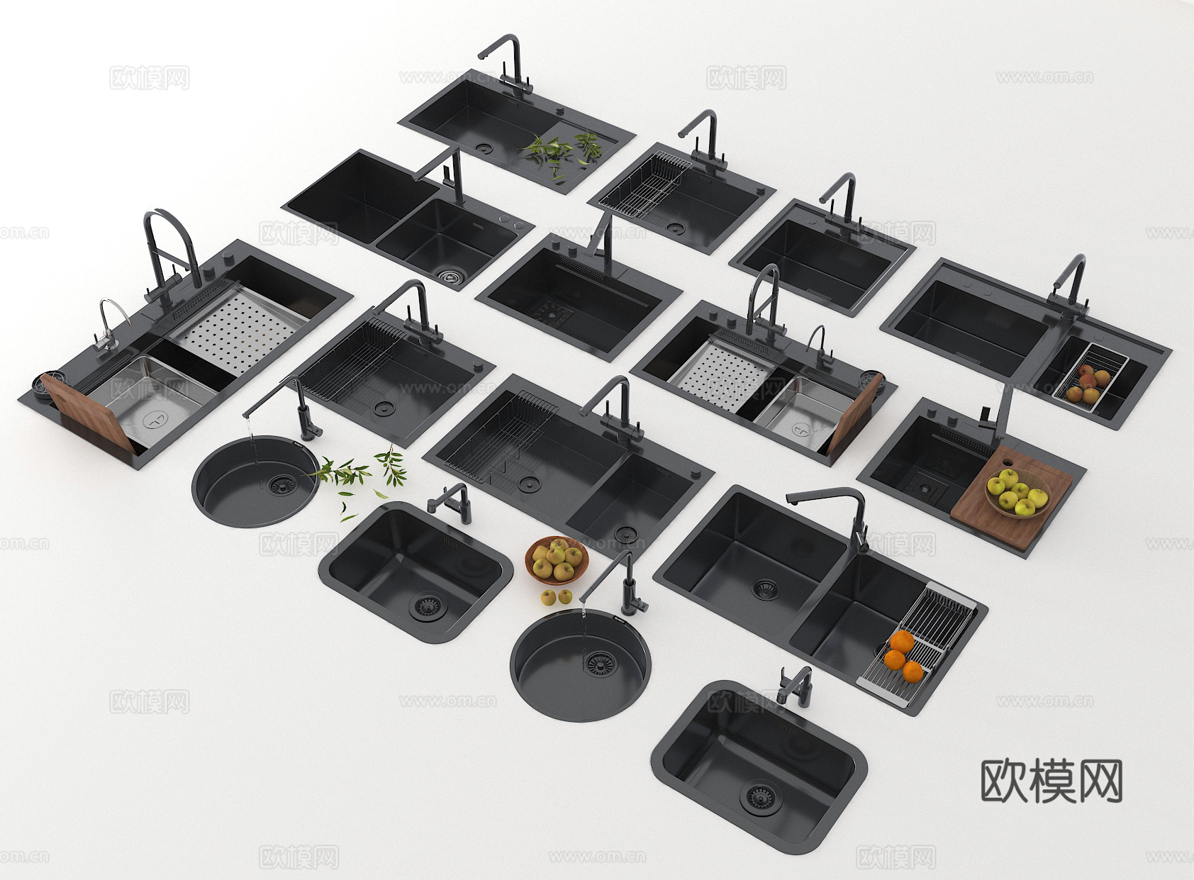 现代水槽 厨房水槽 嵌入式水槽 洗菜盆3d模型