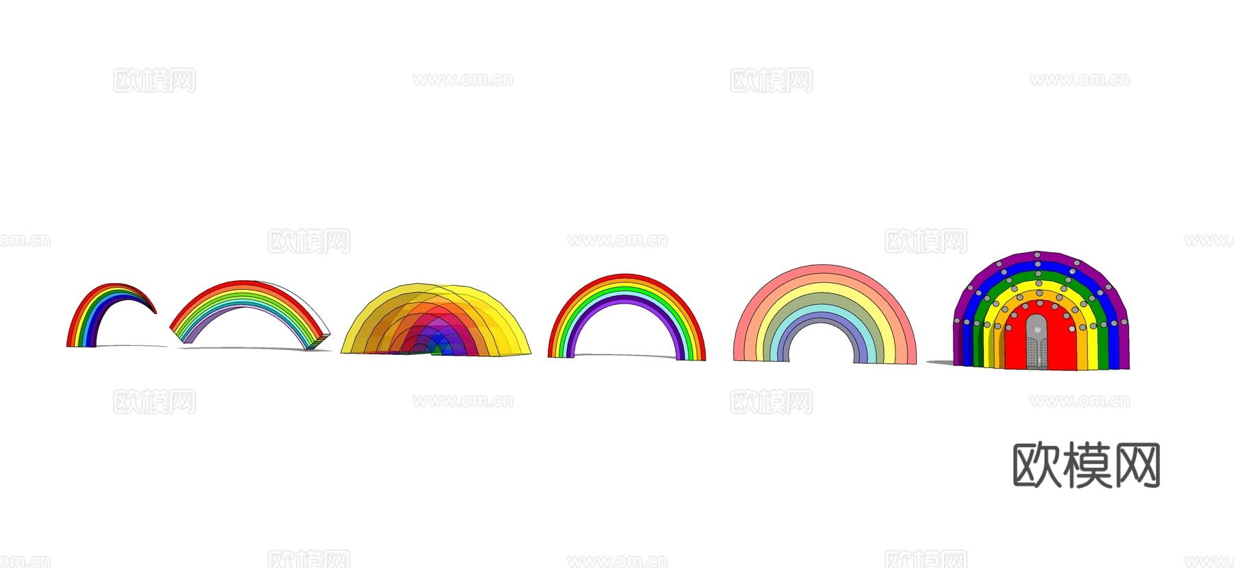 现代彩虹云朵 彩虹糖su模型