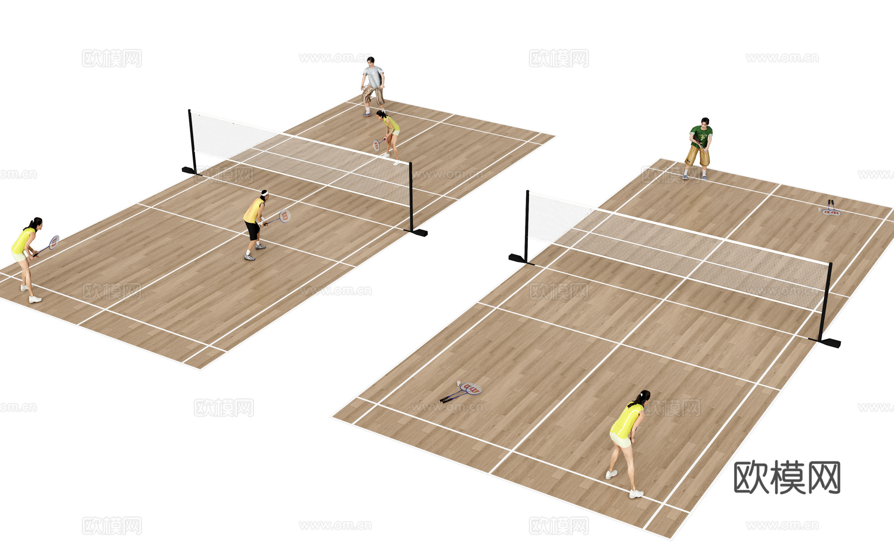 现代羽毛球场su模型