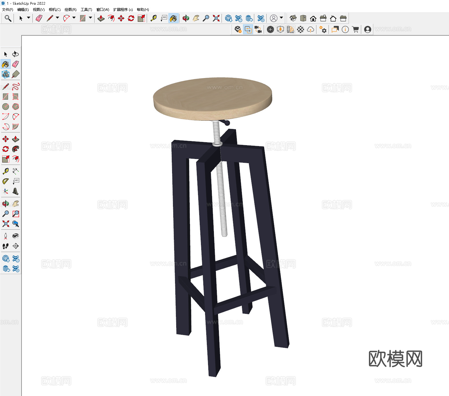 工业风吧凳 铁艺吧凳 木吧凳 圆形吧凳 loft吧凳 吧椅su模型