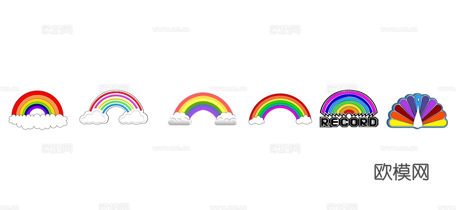 现代彩虹云朵 彩虹糖su模型