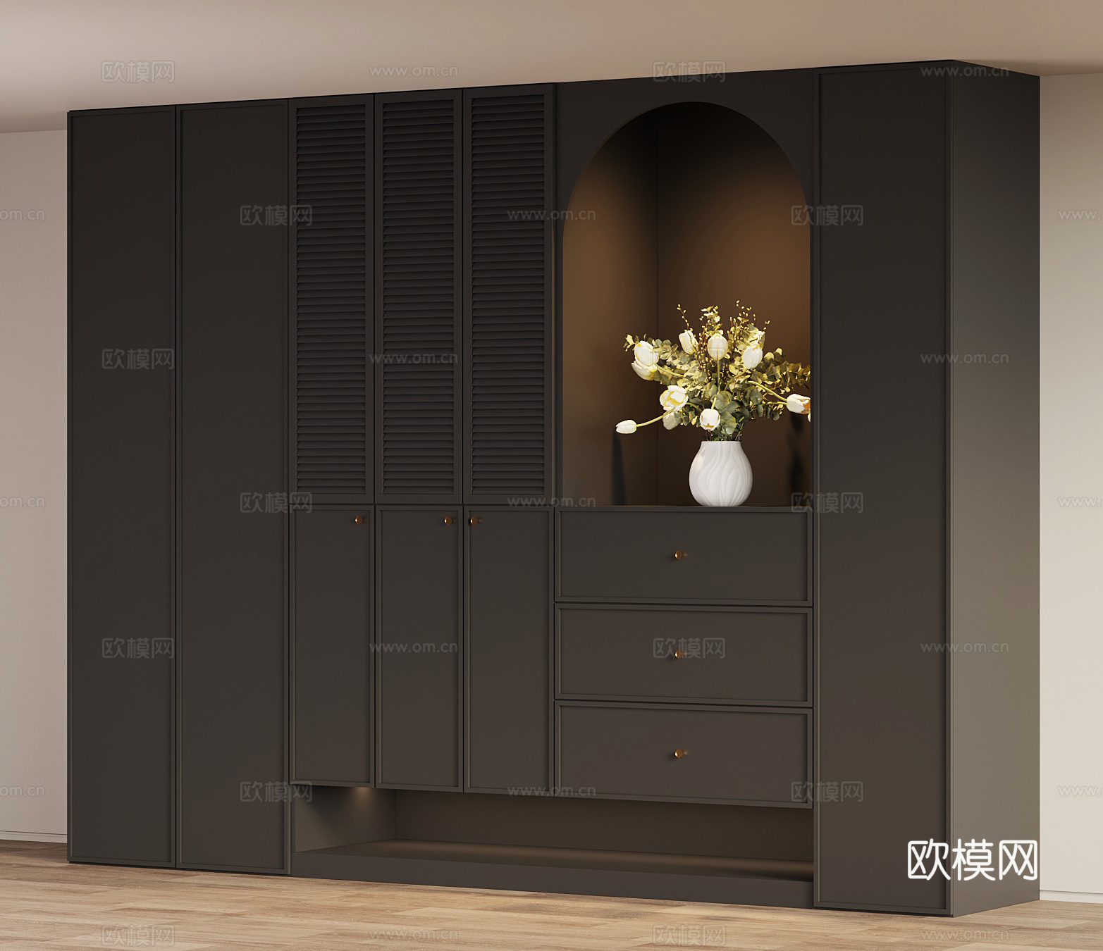 法式鞋柜 玄关柜su模型