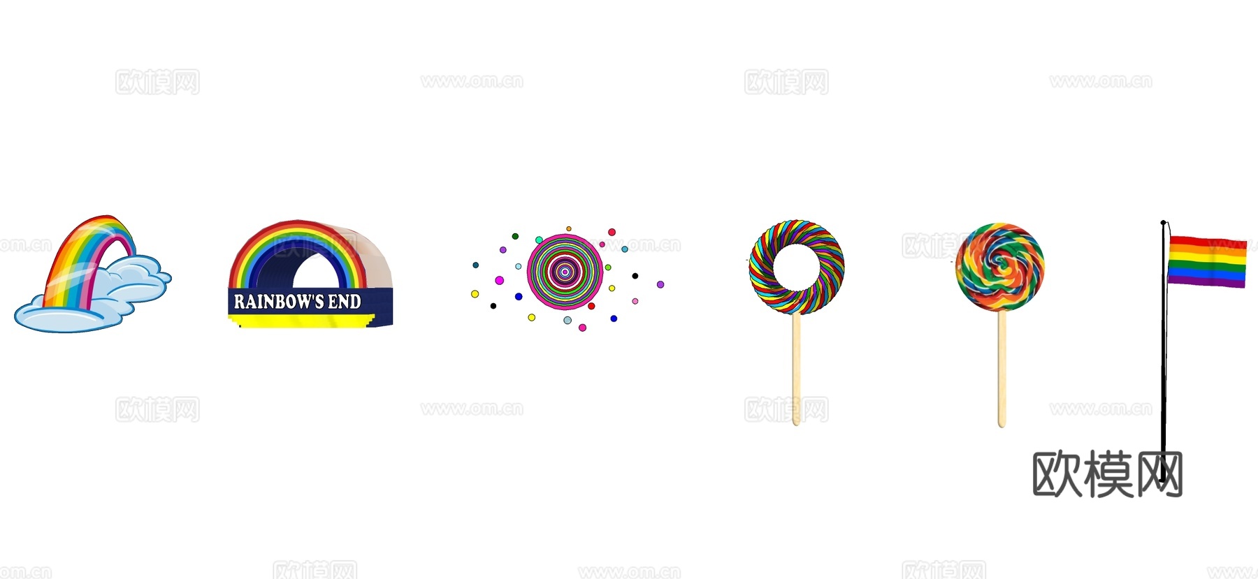 现代彩虹云朵 彩虹糖su模型