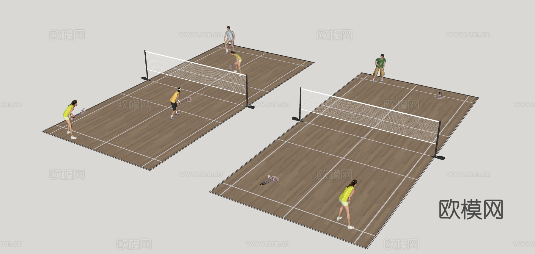 现代羽毛球场su模型
