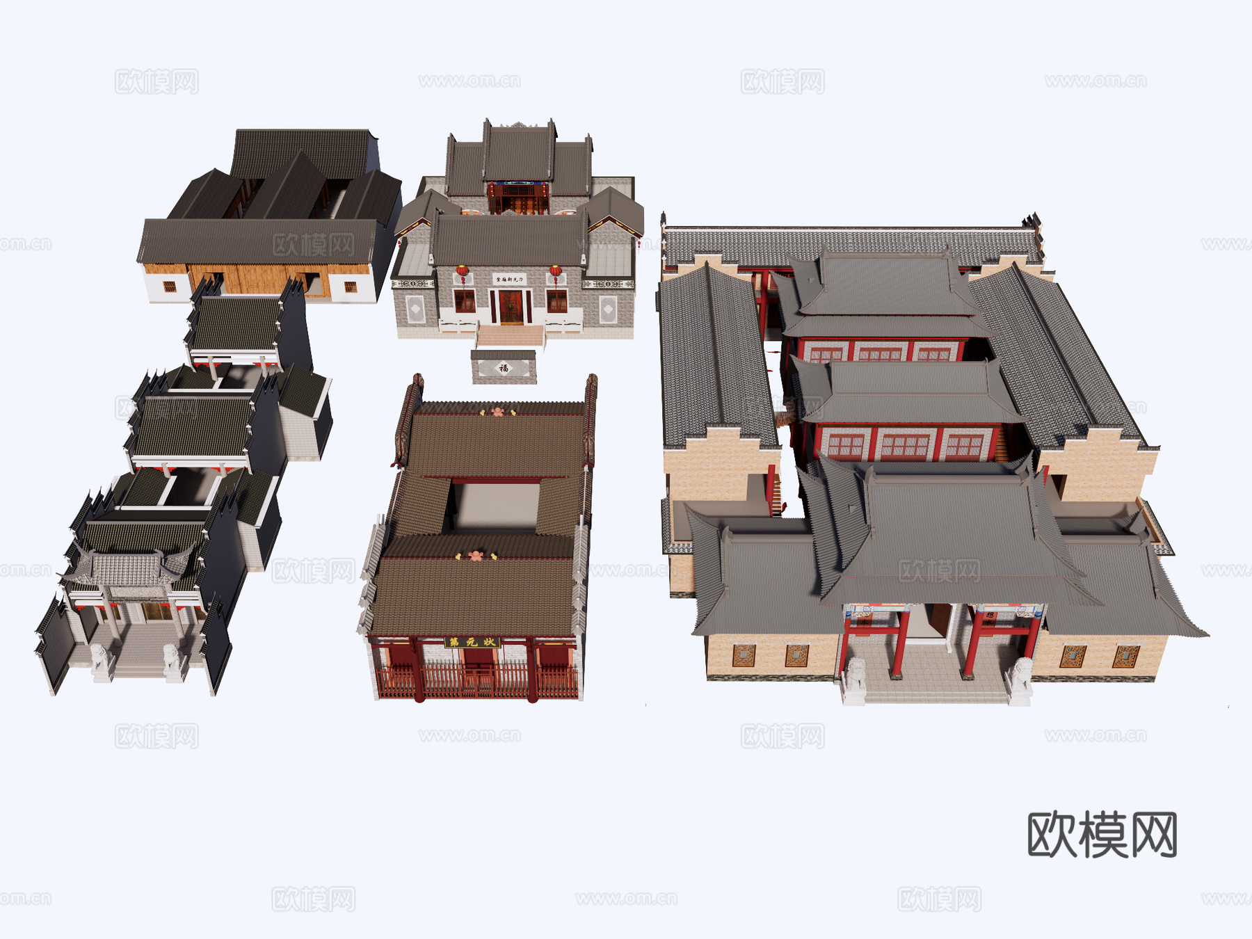 祠堂 宗祠 古建su模型下载（渲染图1）