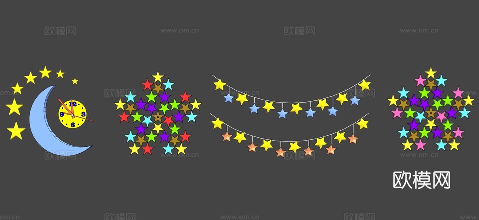 现代星星灯 星星雕塑小品su模型下载(渲染图3)