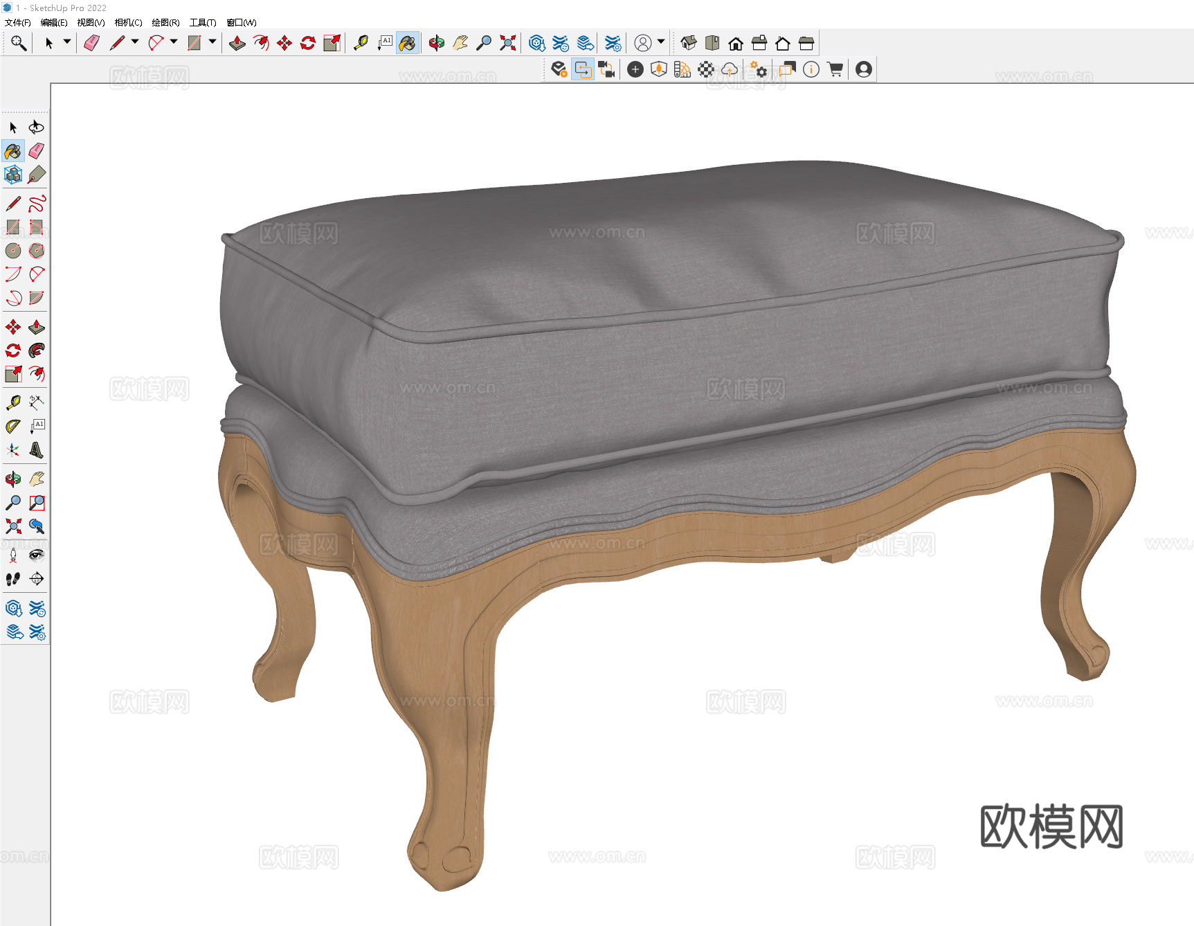 美式沙发凳 布艺沙发凳 换鞋凳 搭脚凳 餐凳 梳妆凳su模型下载（渲染图2）