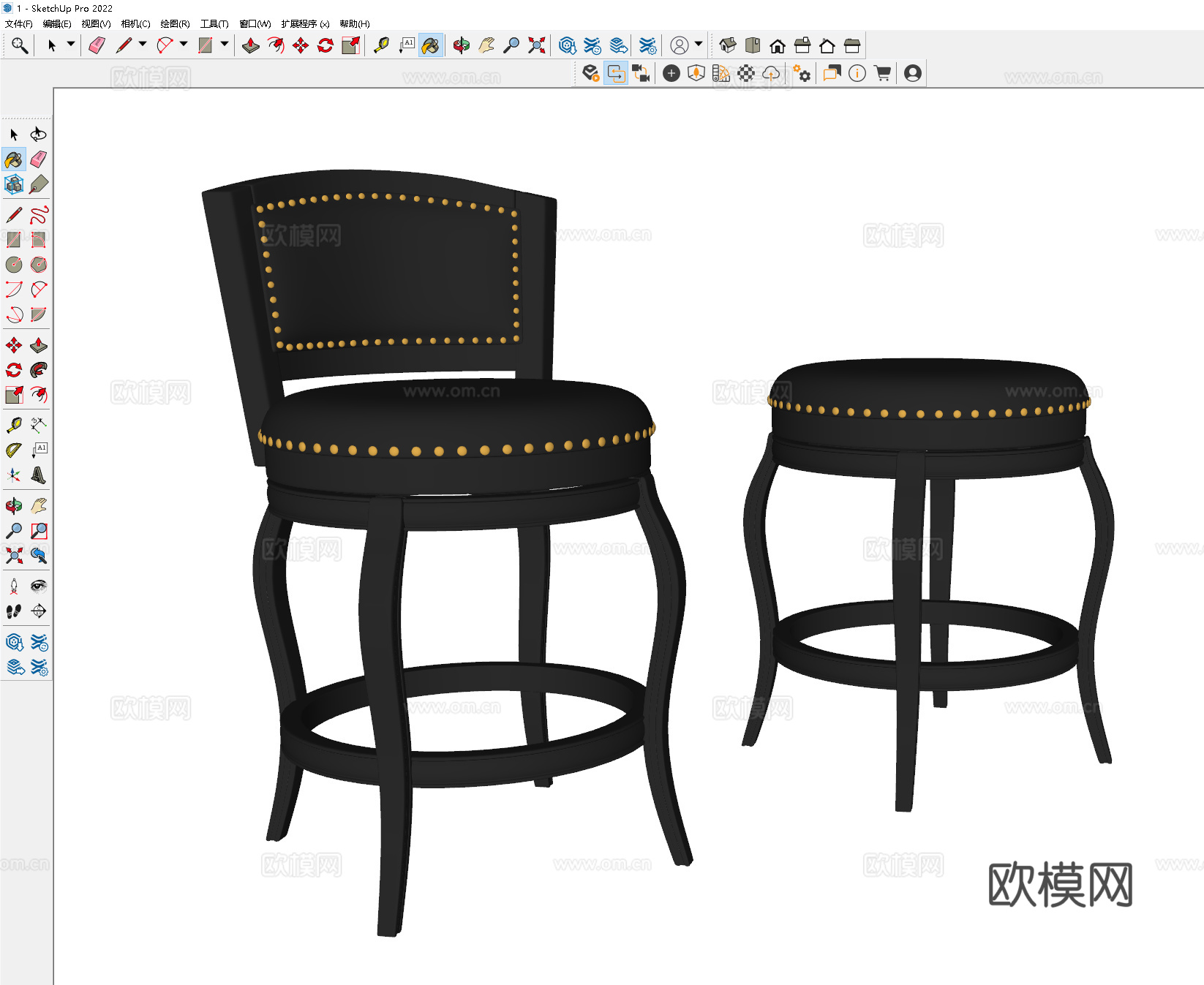 简欧吧椅 吧椅吧凳 皮革吧椅 皮革吧凳 皮革休闲椅 休闲吧椅su模型