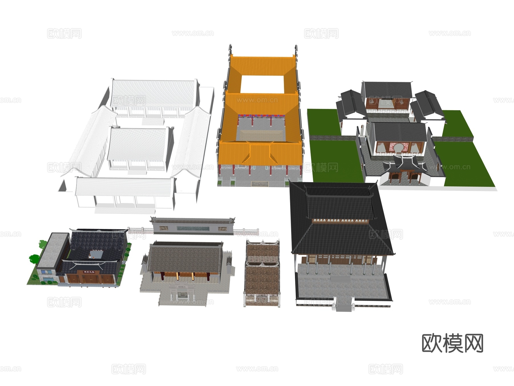 祠堂 宗祠 古建su模型下载（渲染图2）