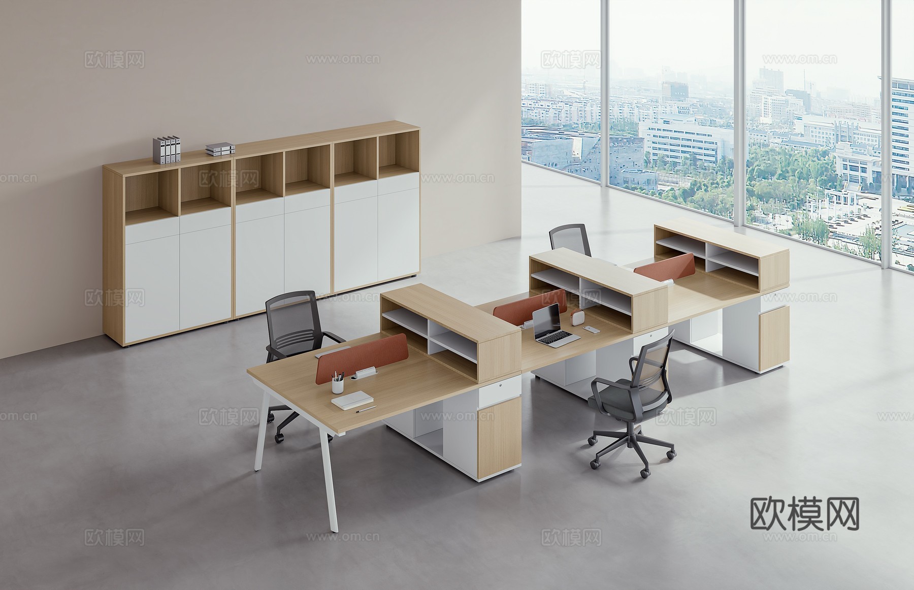 现代开放办公区su模型