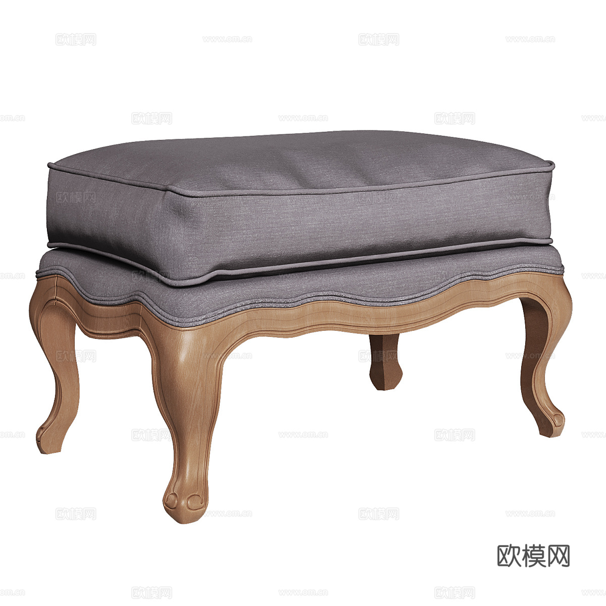 美式沙发凳 布艺沙发凳 换鞋凳 搭脚凳 餐凳 梳妆凳su模型下载（渲染图1）