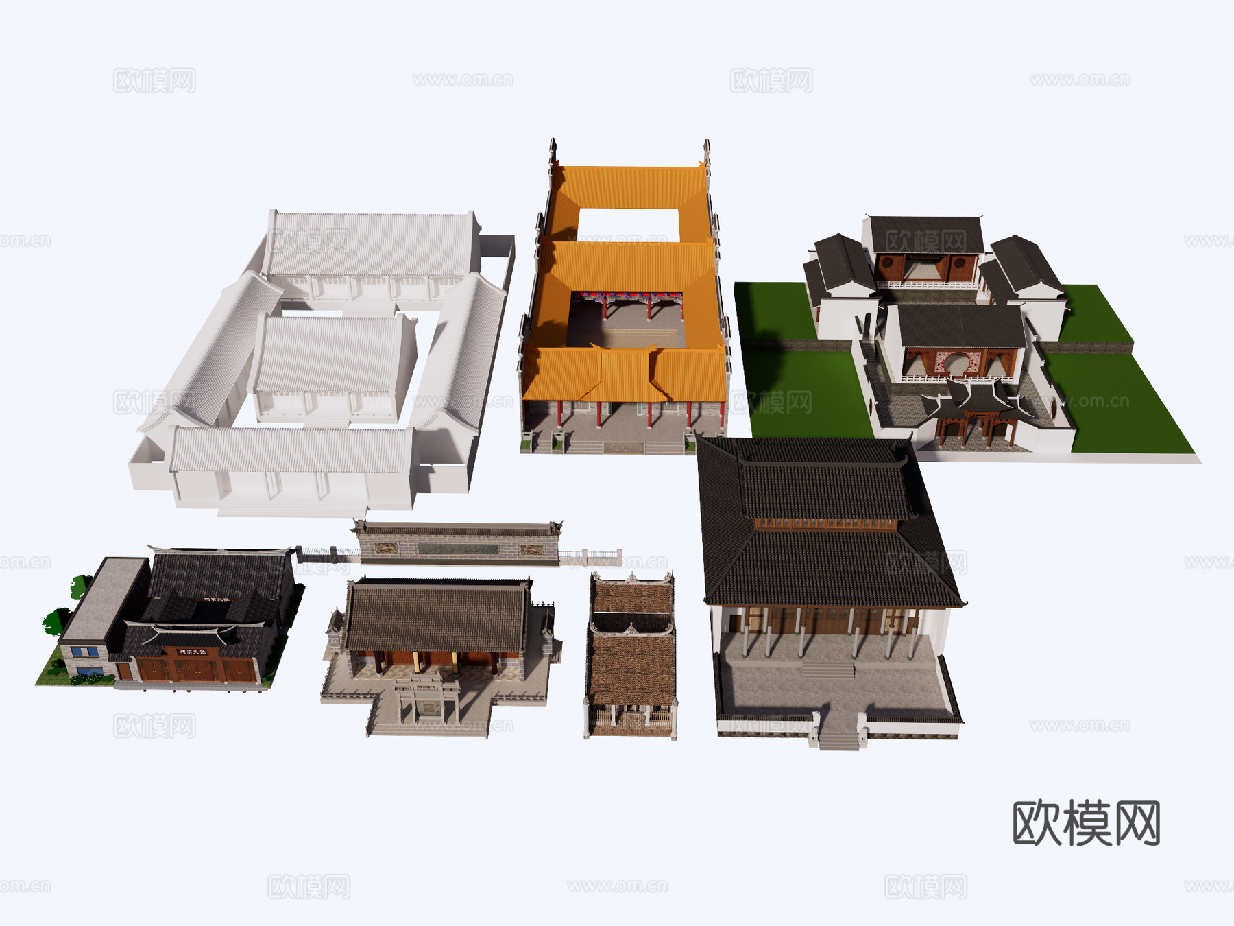 祠堂 宗祠 古建su模型下载（渲染图1）